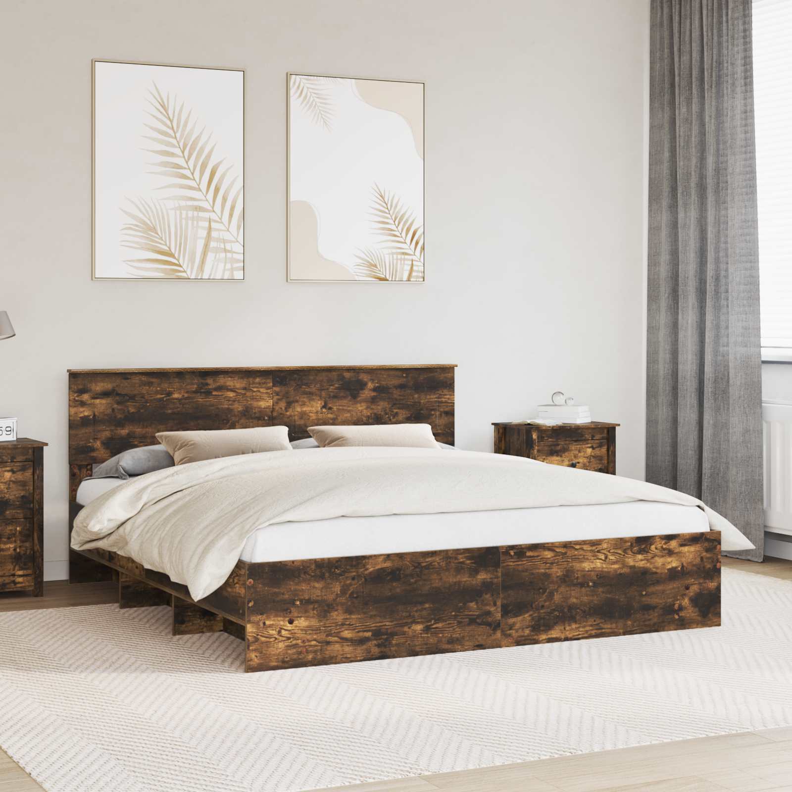 Cadre de lit Chêne fumé 200 x 200 cm Bois d'ingénierie - XIOS