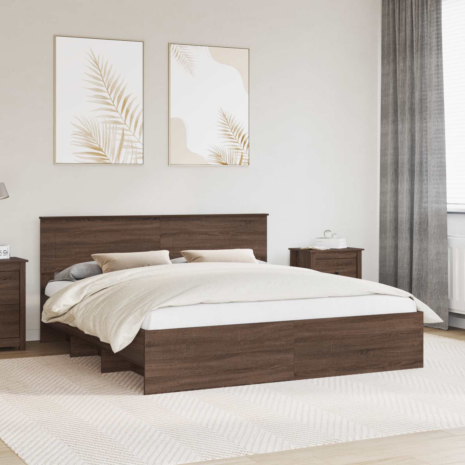 Cadre de lit Chêne brun 200 x 200 cm Bois d'ingénierie - XIOS