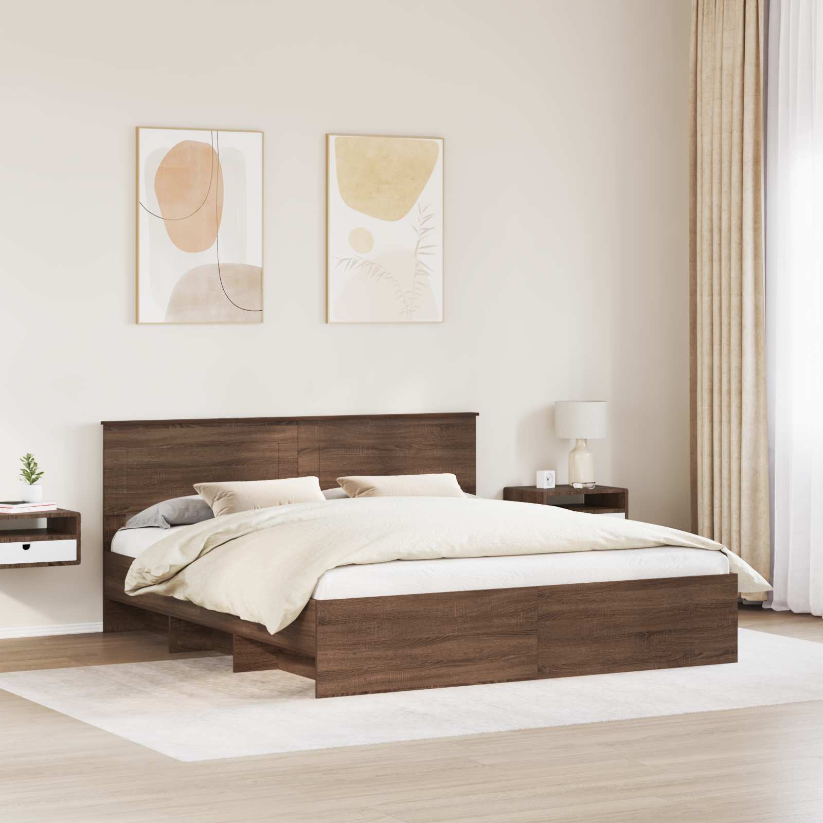 Cadre de lit Chêne brun 200 x 200 cm Bois d'ingénierie - XIOS