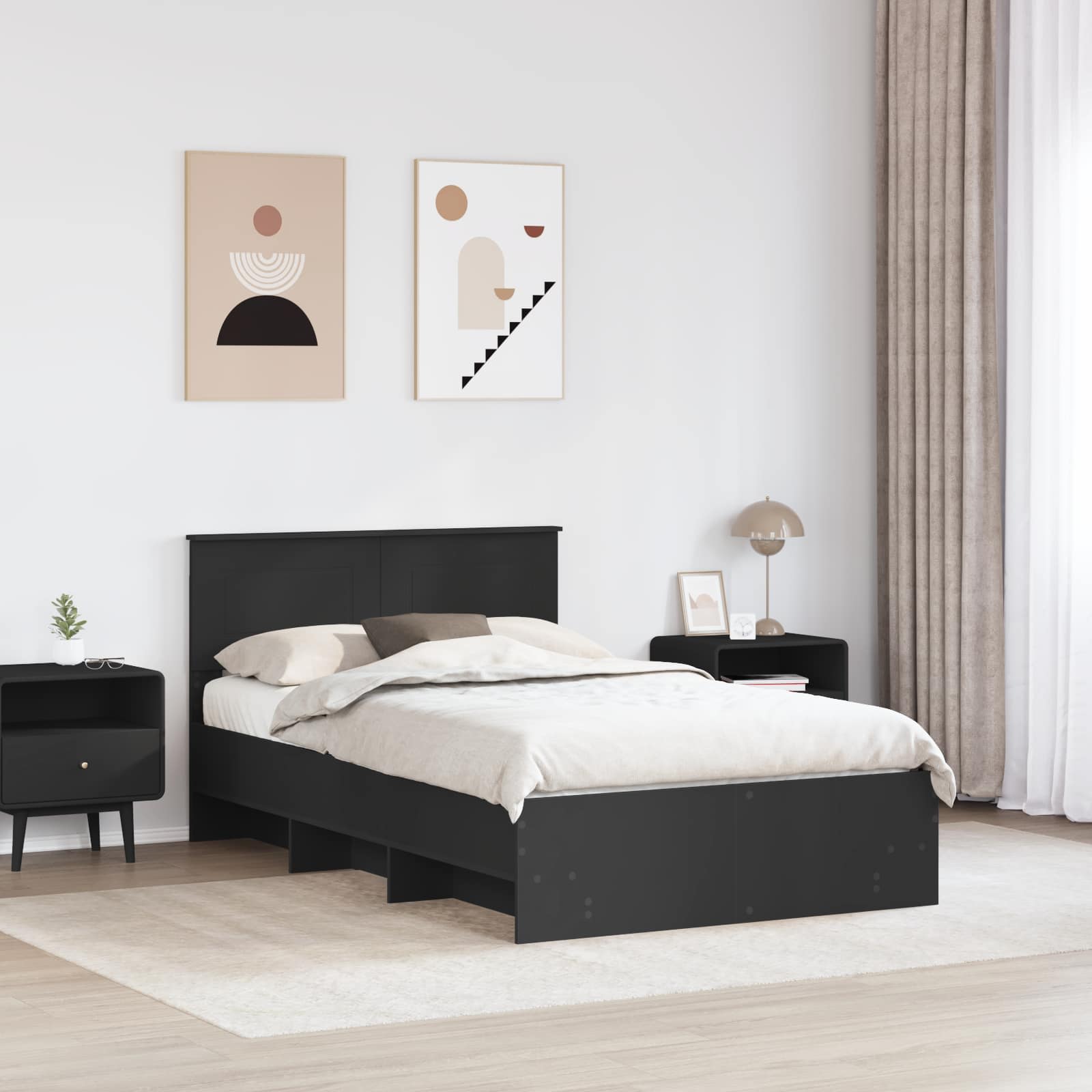 Cadre de lit Noir 120 x 123 cm Bois d'ingénierie - XIOS