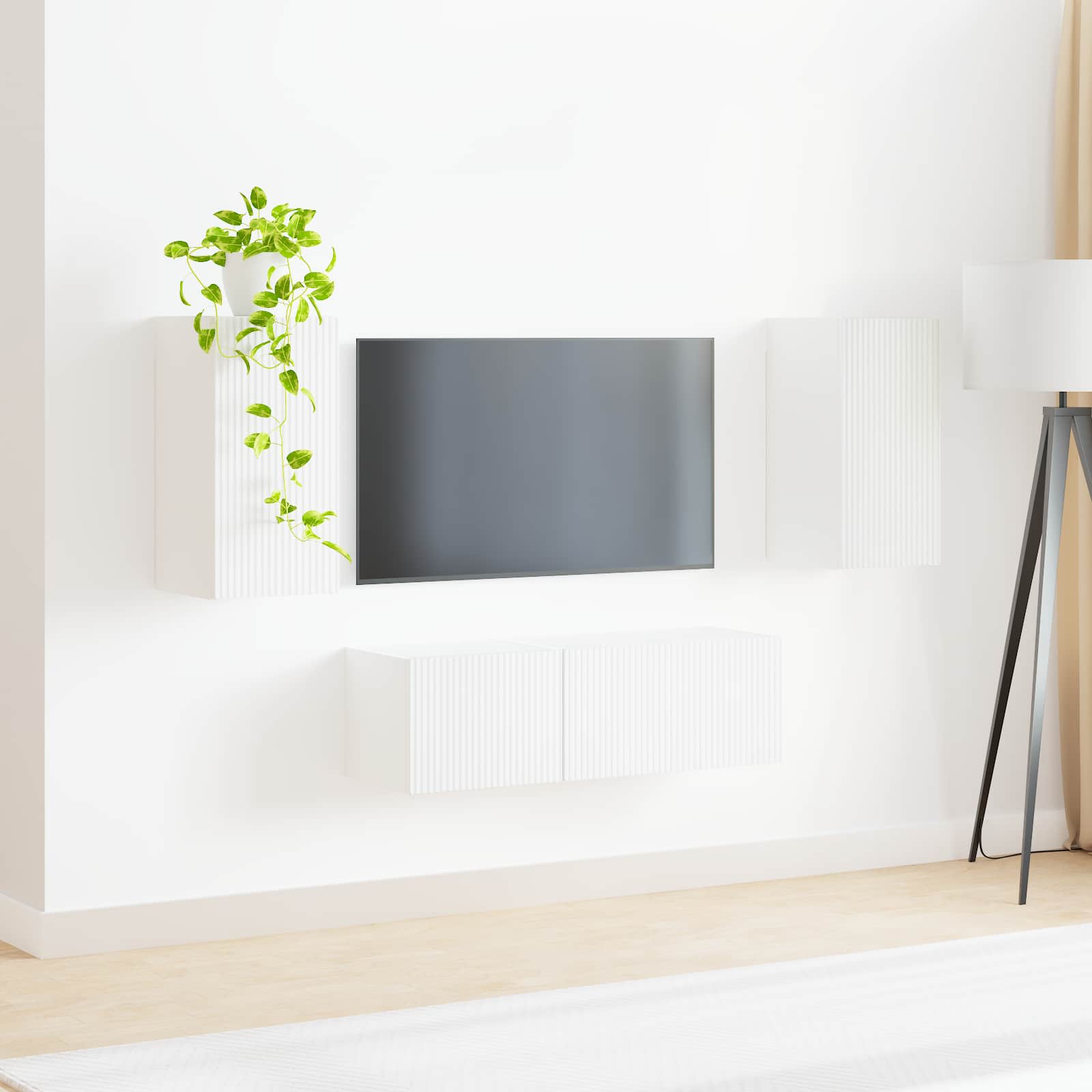 Ensemble de meuble TV mural 4 pcs Blanc Bois d'ingénierie - XIOS