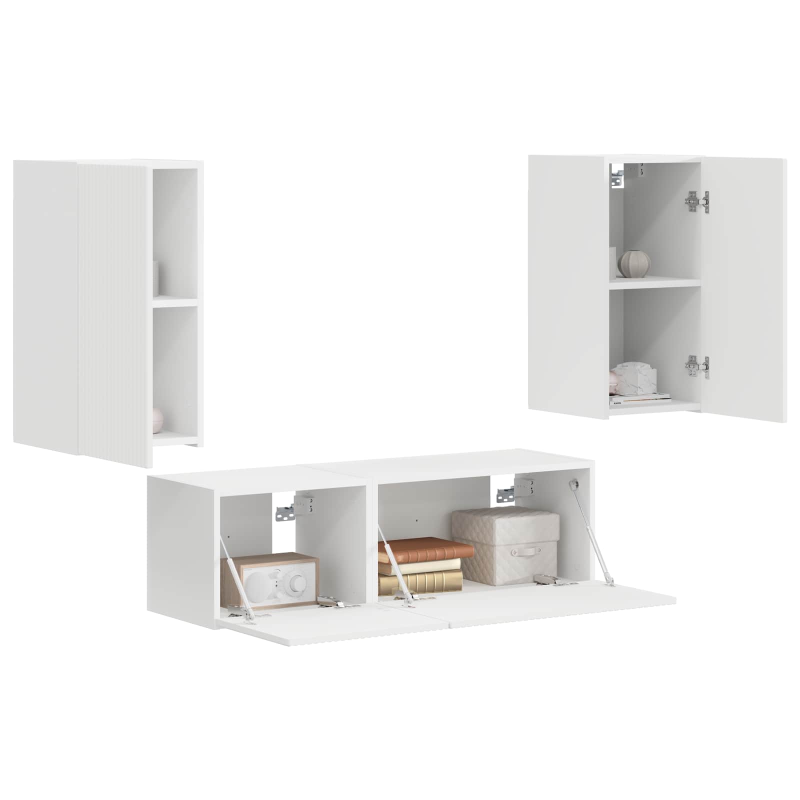 Ensemble de meuble TV mural 4 pcs Blanc Bois d'ingénierie - XIOS