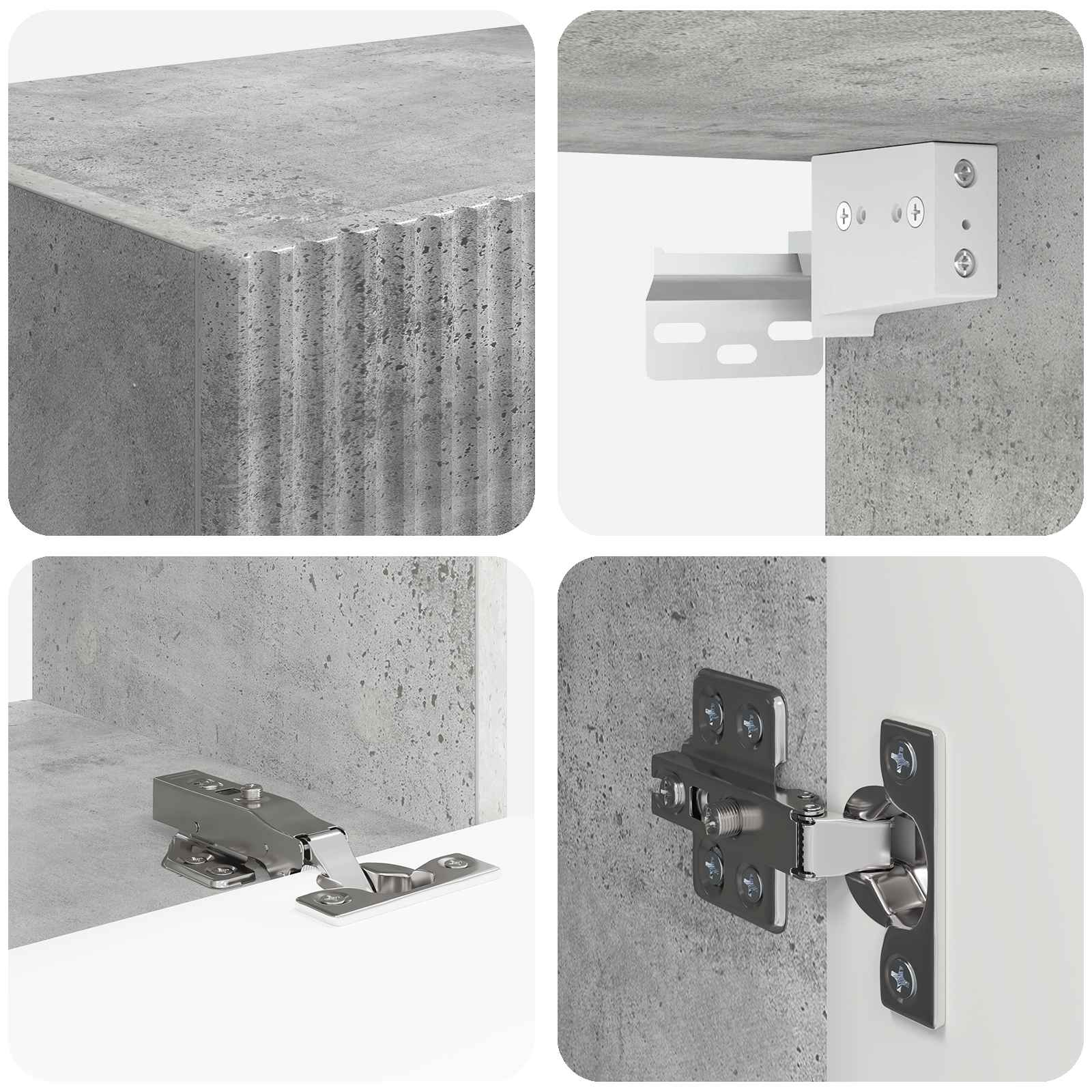Ensemble de meuble TV mural 4 pcs Gris béton Bois d'ingénierie - XIOS