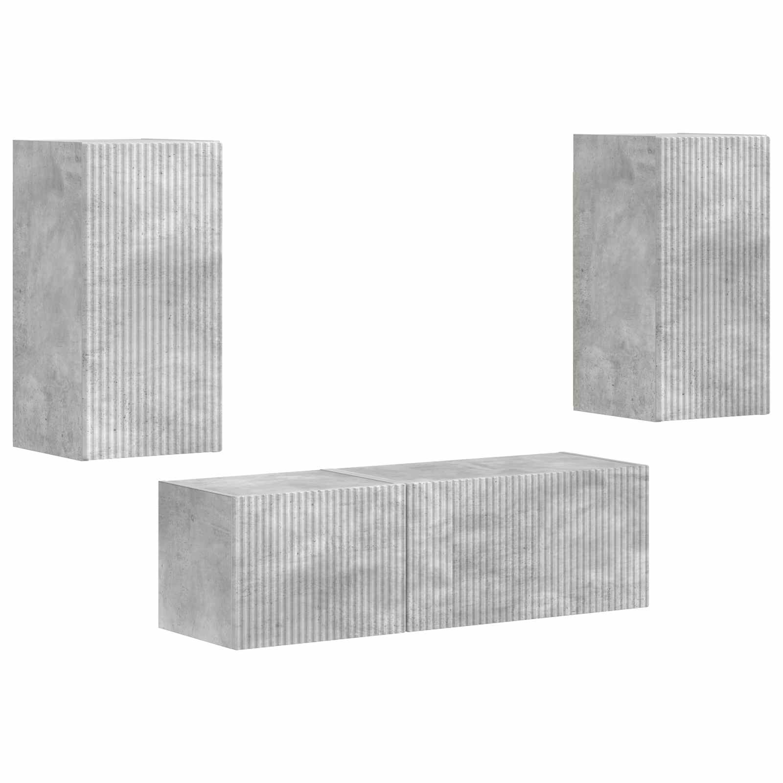 Ensemble de meuble TV mural 4 pcs Gris béton Bois d'ingénierie - XIOS