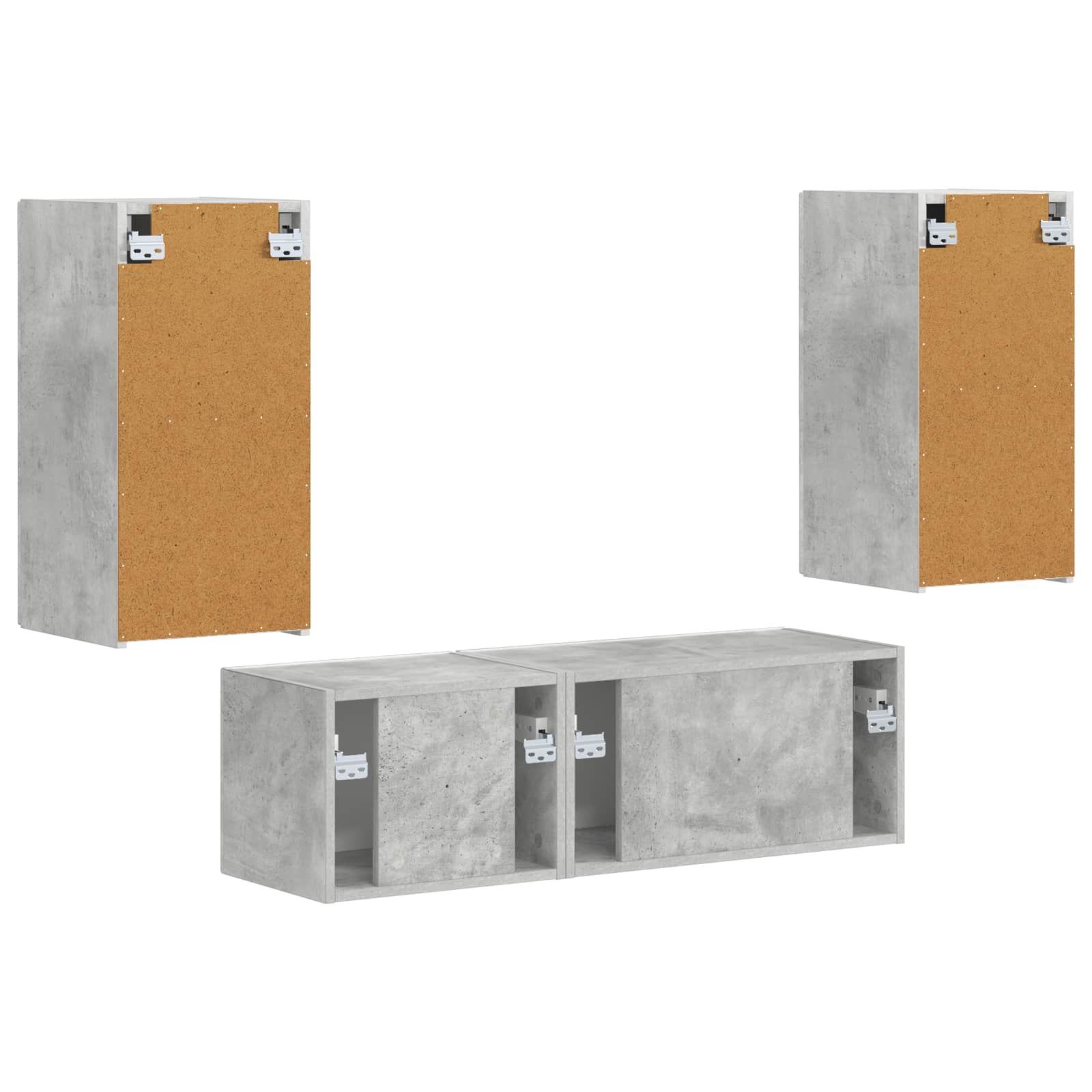 Ensemble de meuble TV mural 4 pcs Gris béton Bois d'ingénierie - XIOS