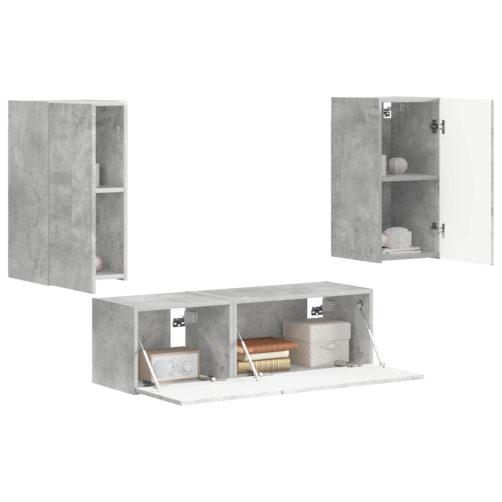 Ensemble de meuble TV mural 4 pcs Gris béton Bois d'ingénierie - XIOS
