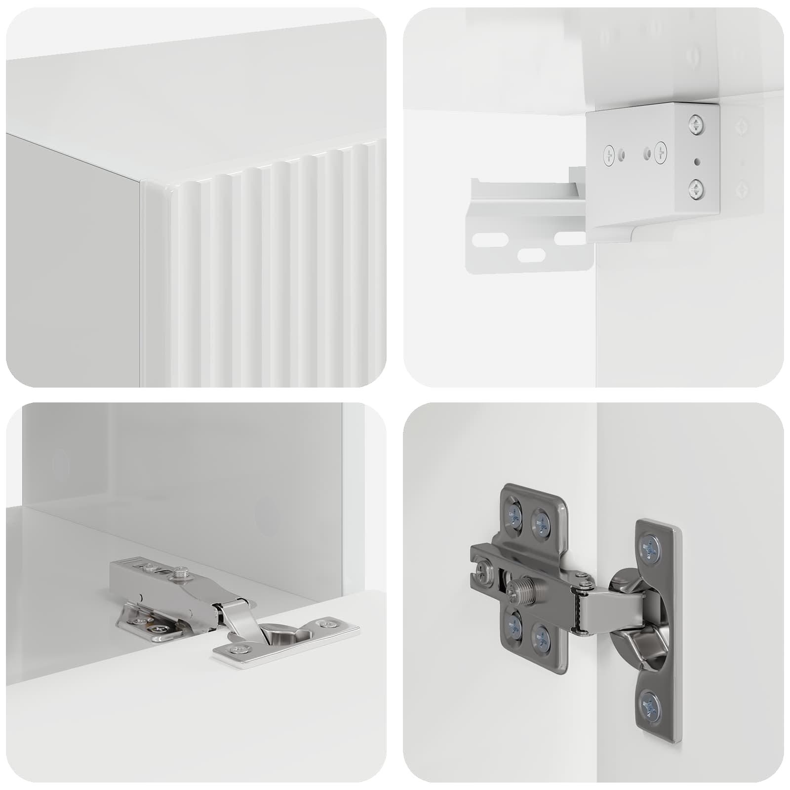 Ensemble de meuble TV mural Montage mural 4 pcs Blanc brillant - XIOS