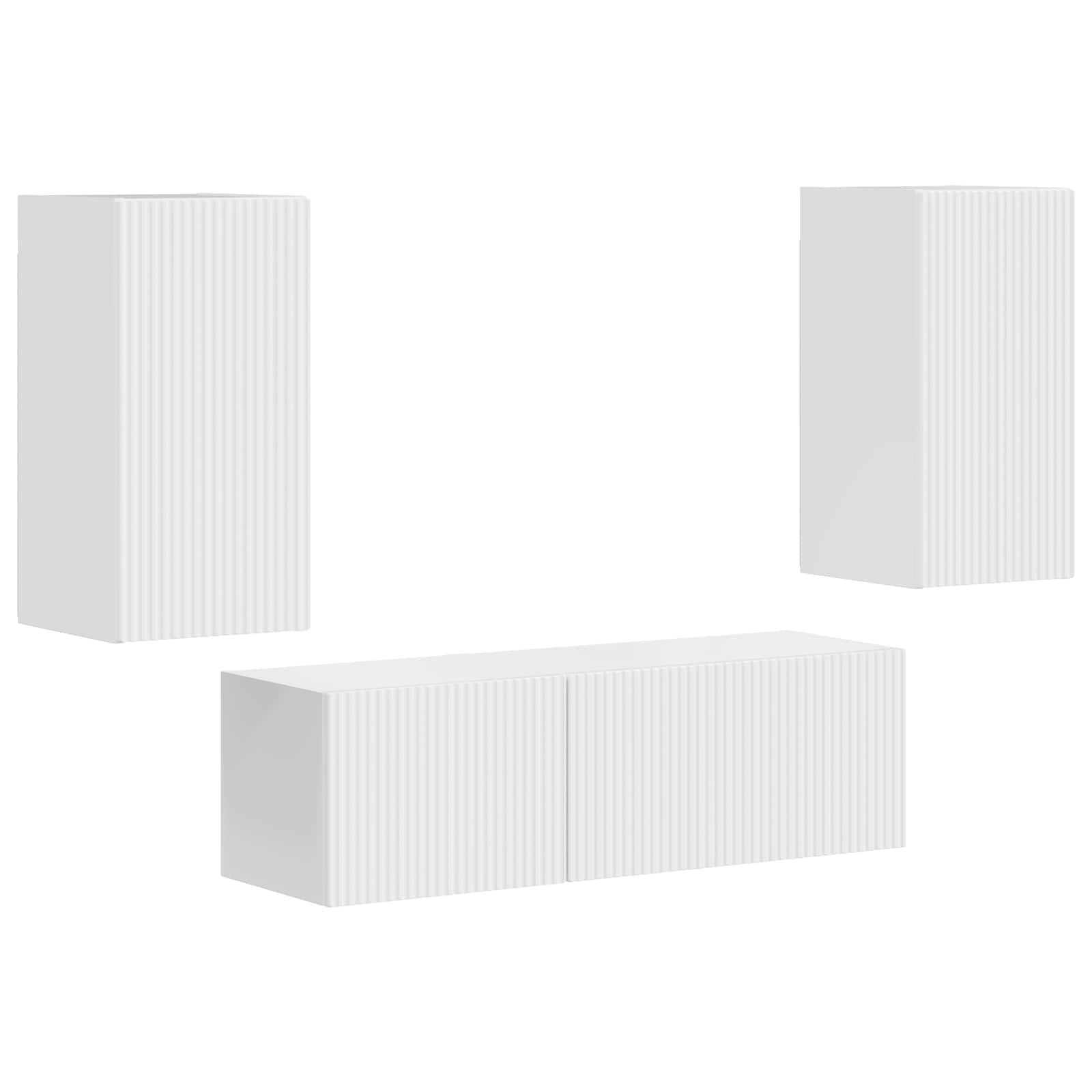 Ensemble de meuble TV mural Montage mural 4 pcs Blanc brillant - XIOS