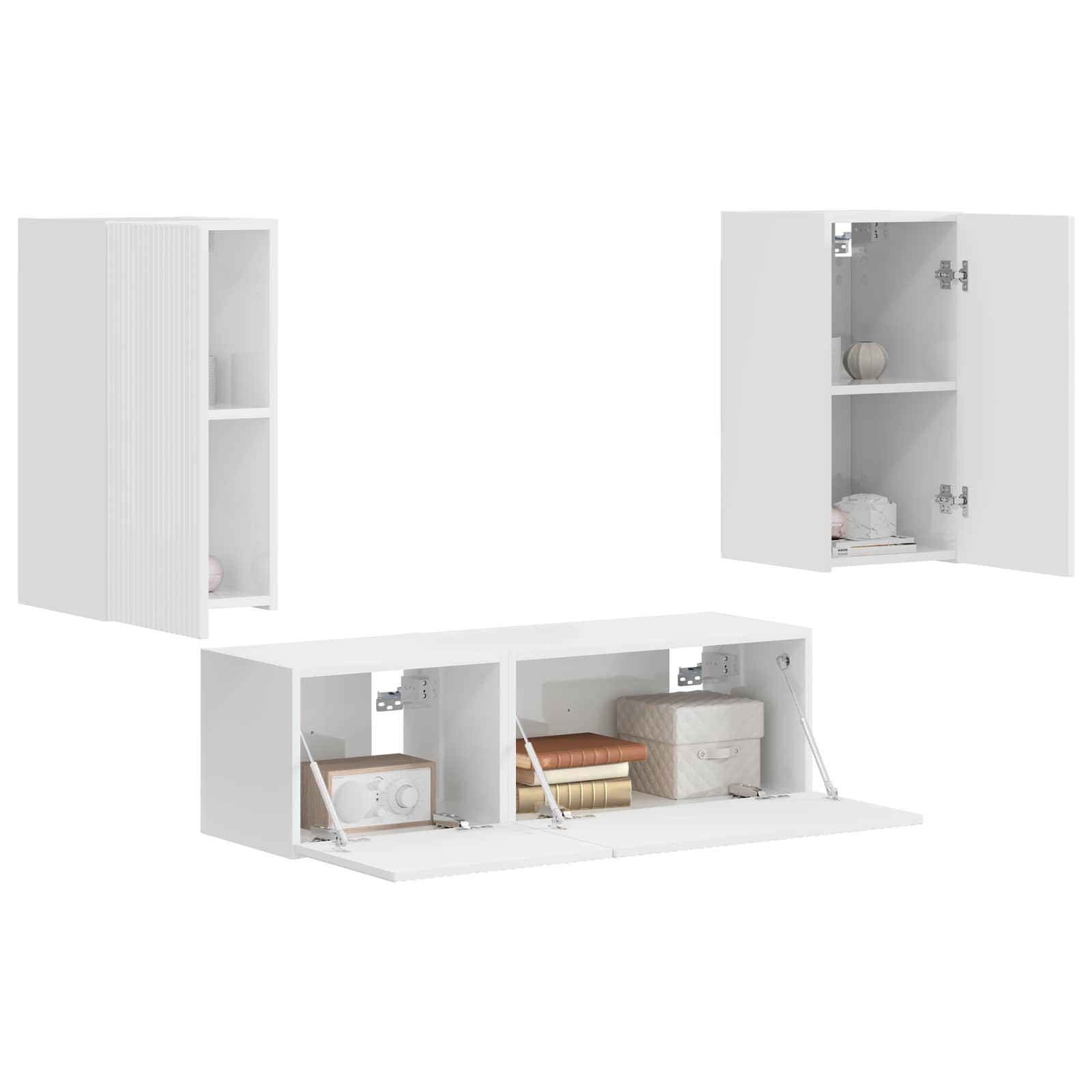 Ensemble de meuble TV mural Montage mural 4 pcs Blanc brillant - XIOS