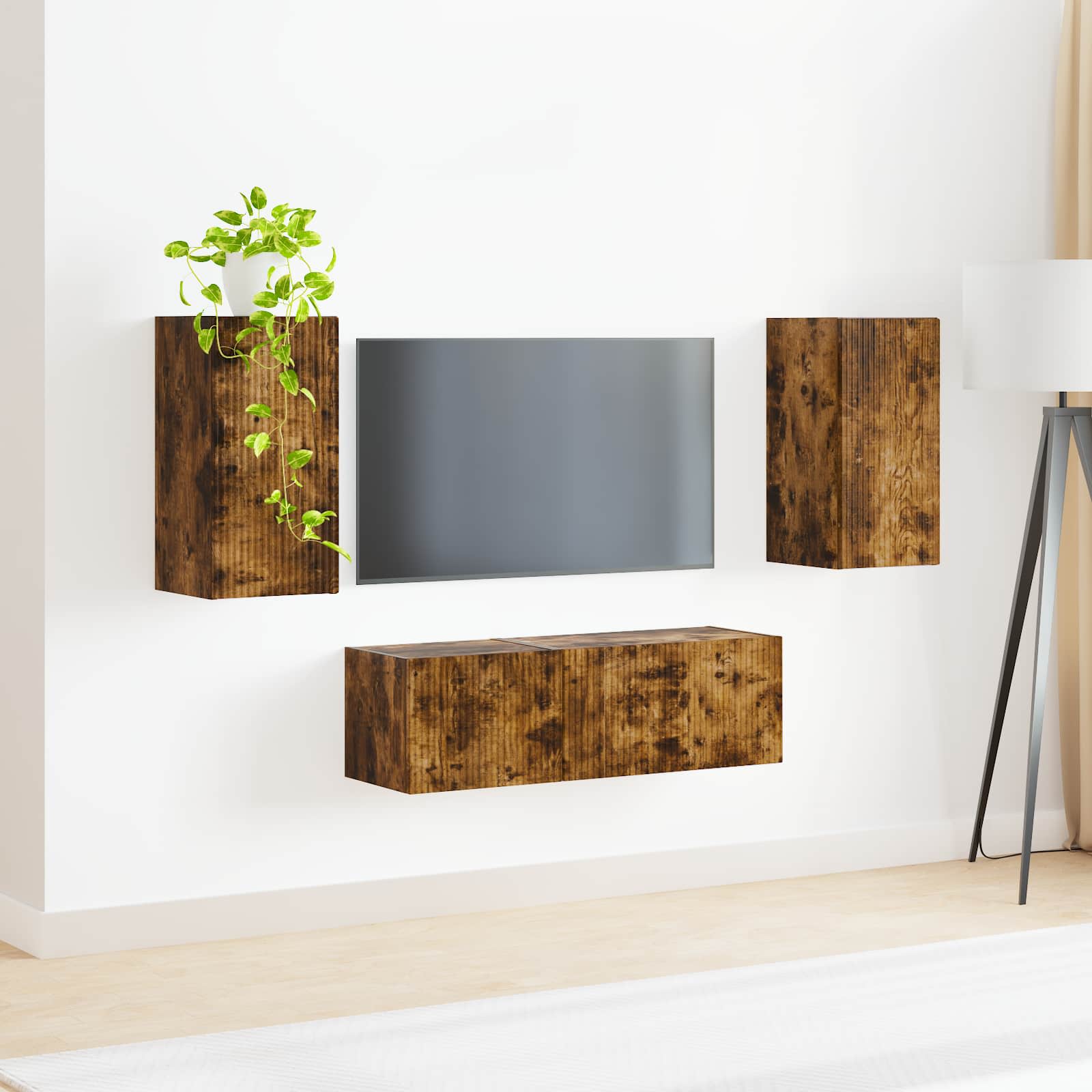 Ensemble de meuble TV mural 4 pcs Chêne fumé Bois d'ingénierie - XIOS