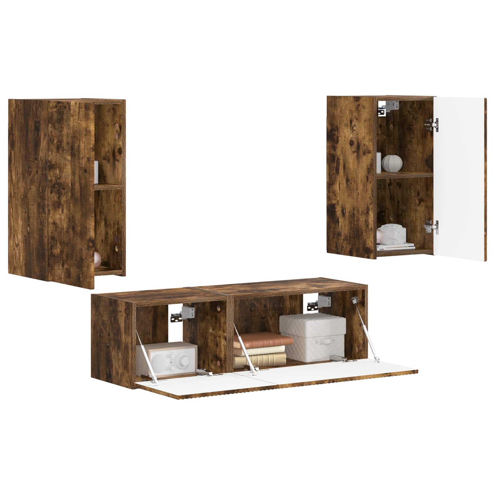 Ensemble de meuble TV mural 4 pcs Chêne fumé Bois d'ingénierie - XIOS