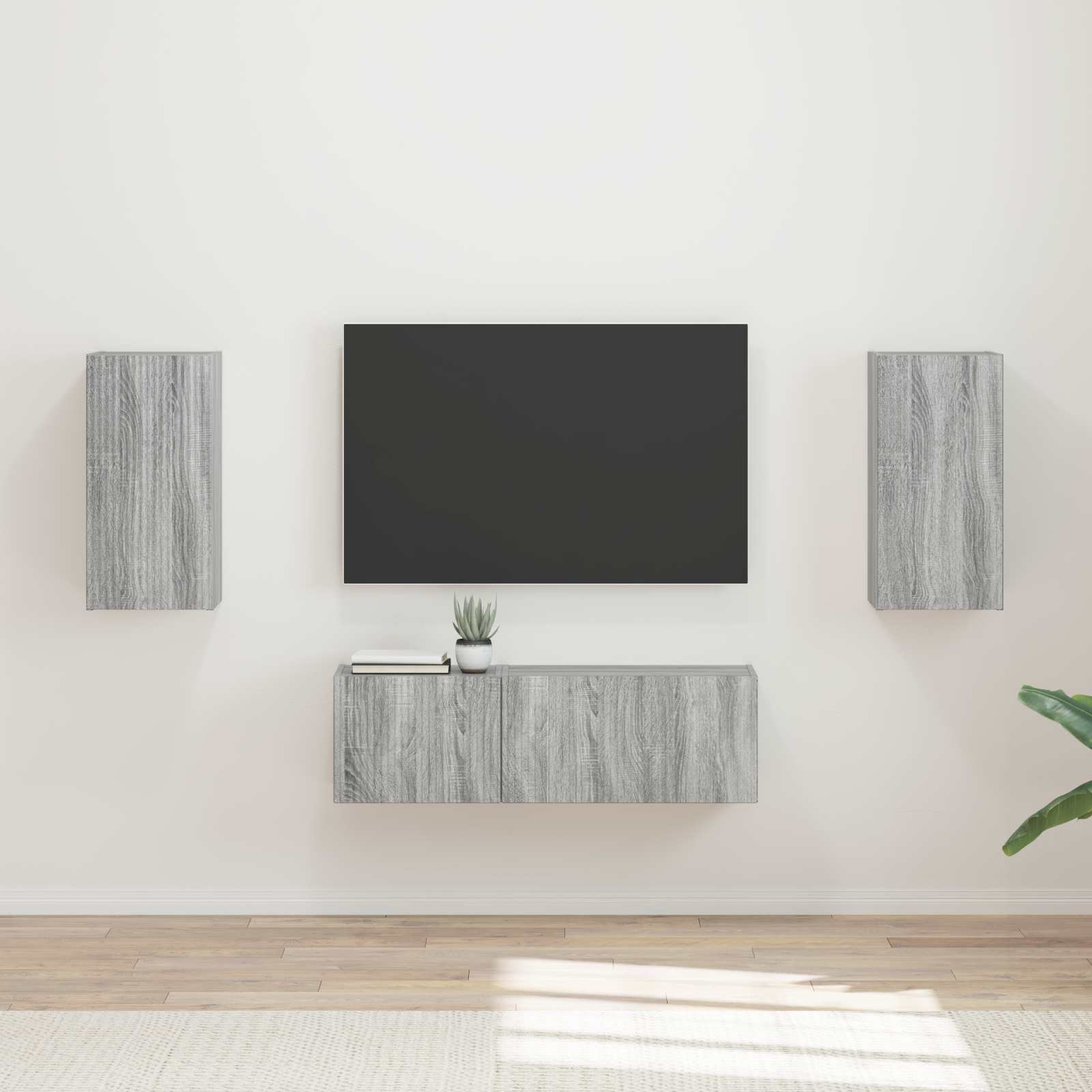 Ensemble de meuble TV mural 4 pcs Gris Sonoma Bois d'ingénierie - XIOS