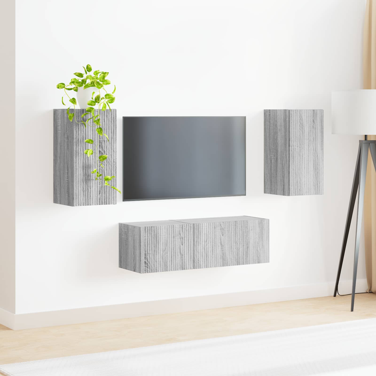 Ensemble de meuble TV mural 4 pcs Gris Sonoma Bois d'ingénierie - XIOS