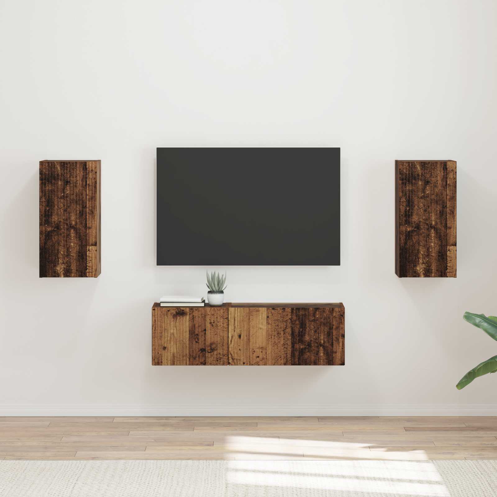 Ensemble de meuble TV mural 4 pcs Bois ancien Bois d'ingénierie - XIOS