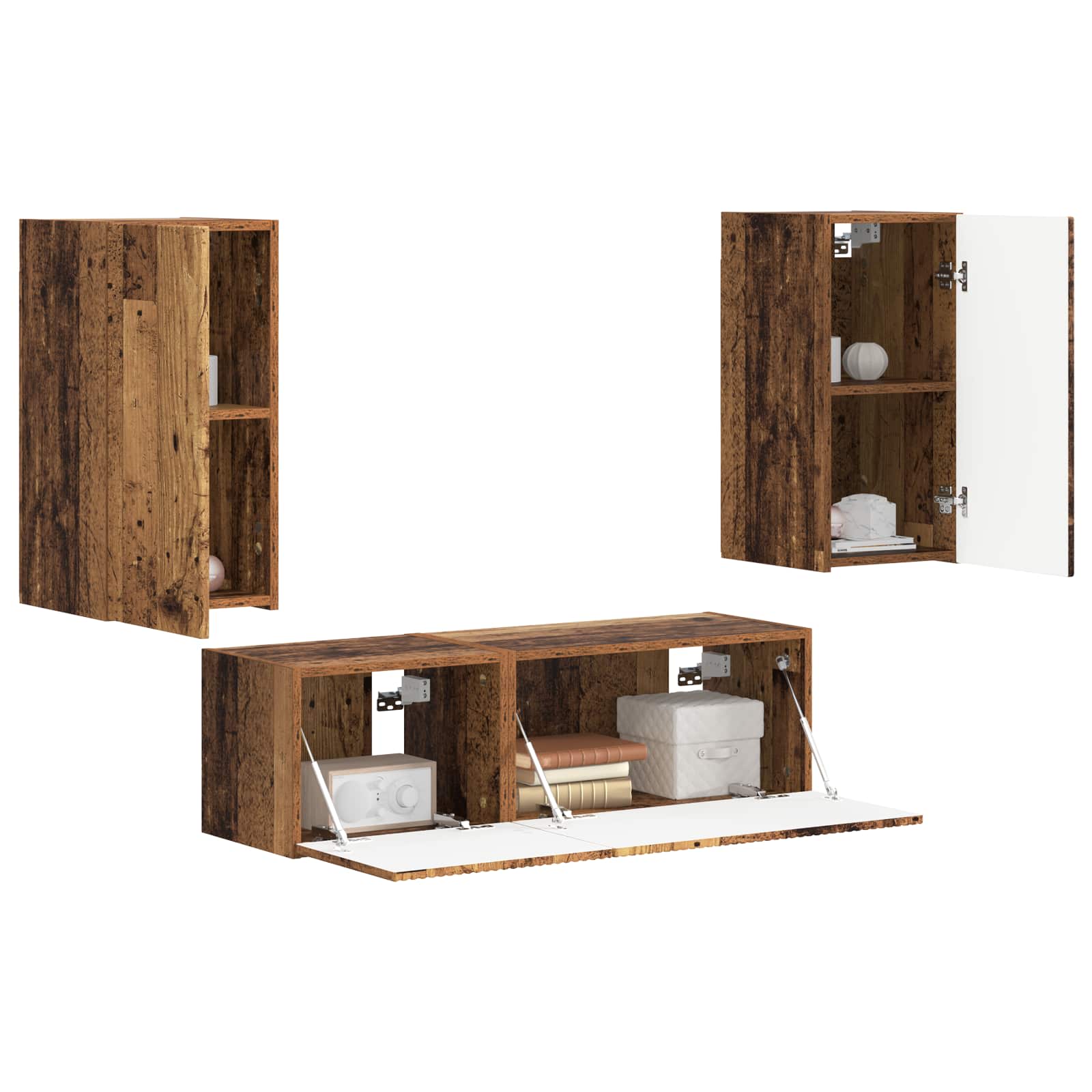 Ensemble de meuble TV mural 4 pcs Bois ancien Bois d'ingénierie - XIOS