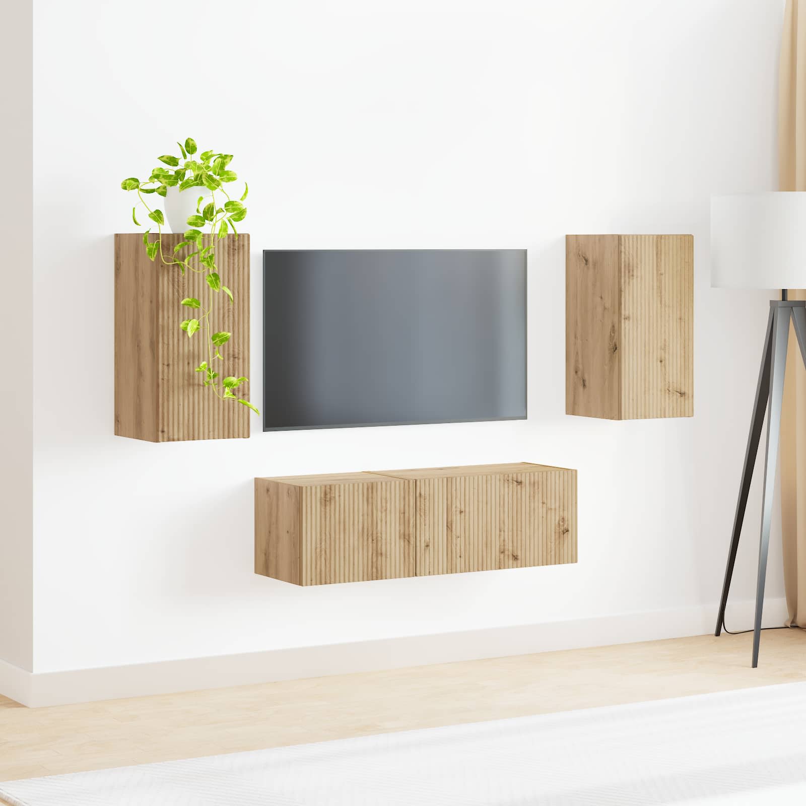 Ensemble de meuble TV mural Montage mural 4 pcs Chêne artisanal - XIOS