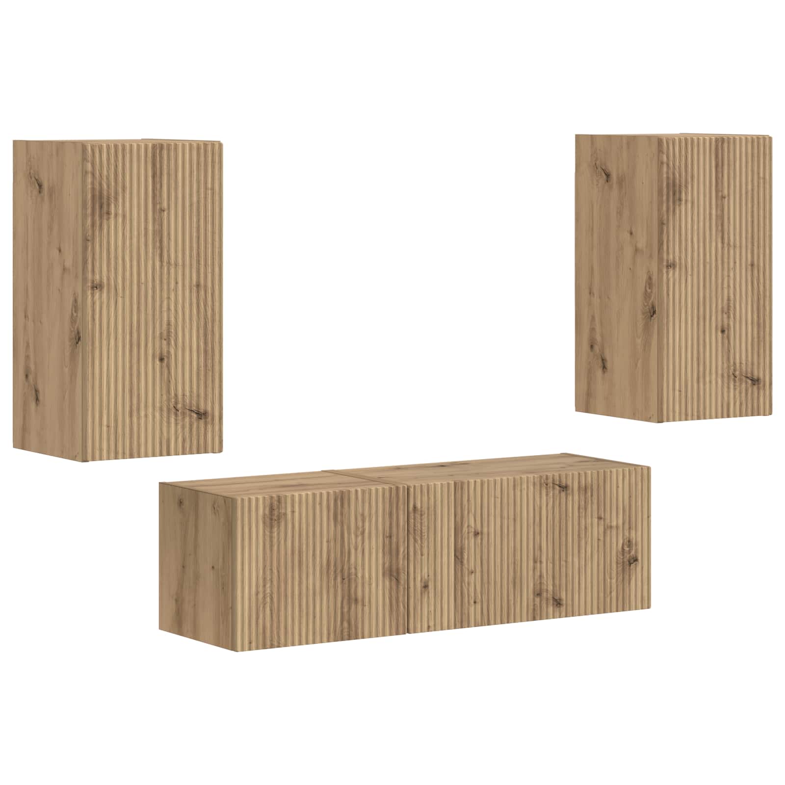 Ensemble de meuble TV mural Montage mural 4 pcs Chêne artisanal - XIOS