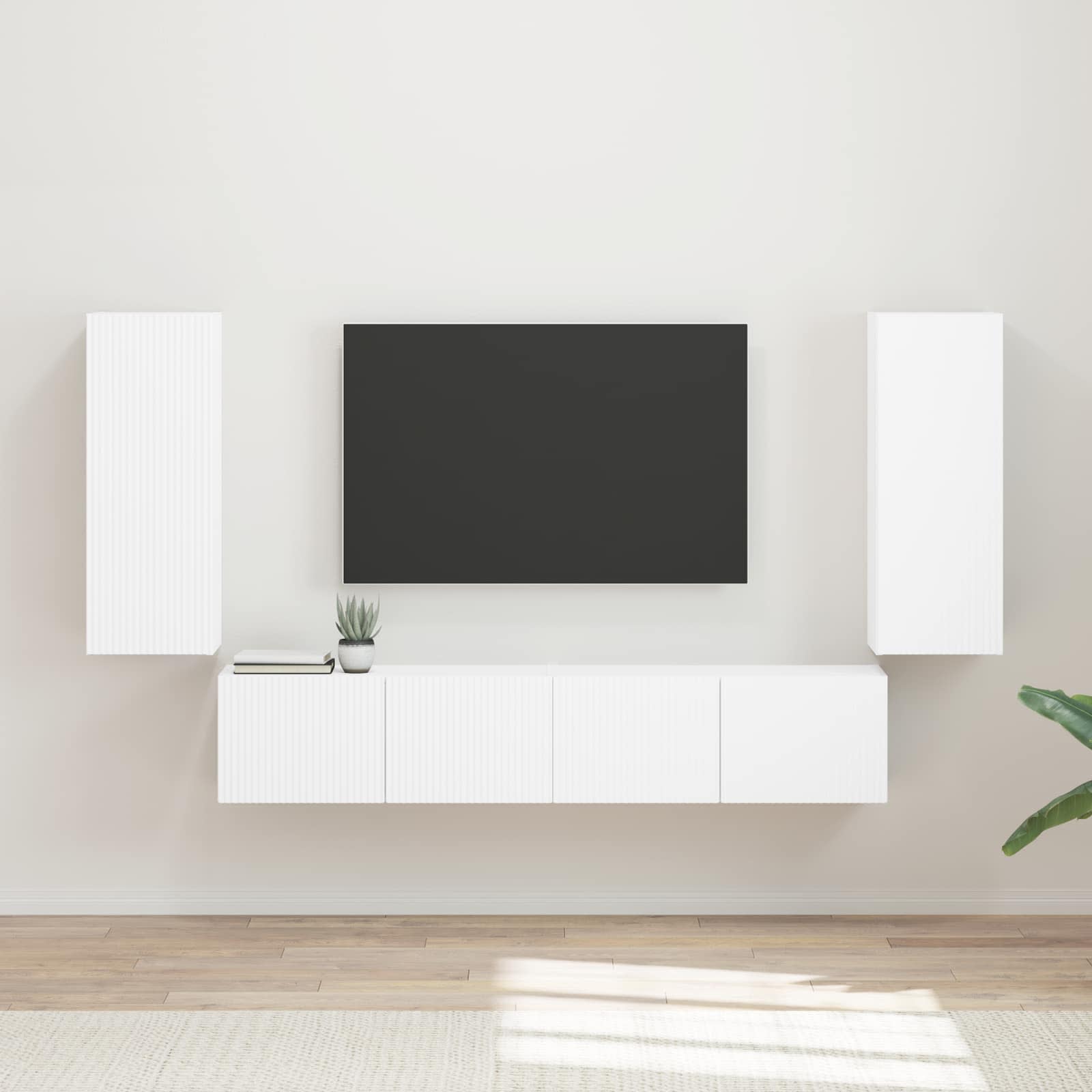 Ensemble de meuble TV mural 4 pcs Blanc Bois d'ingénierie - XIOS