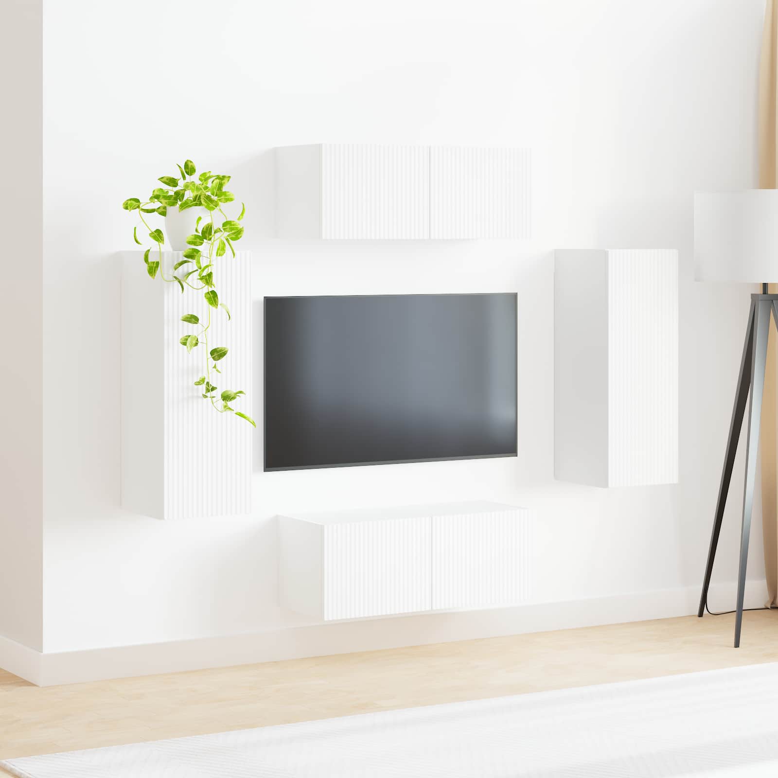 Ensemble de meuble TV mural 4 pcs Blanc Bois d'ingénierie - XIOS