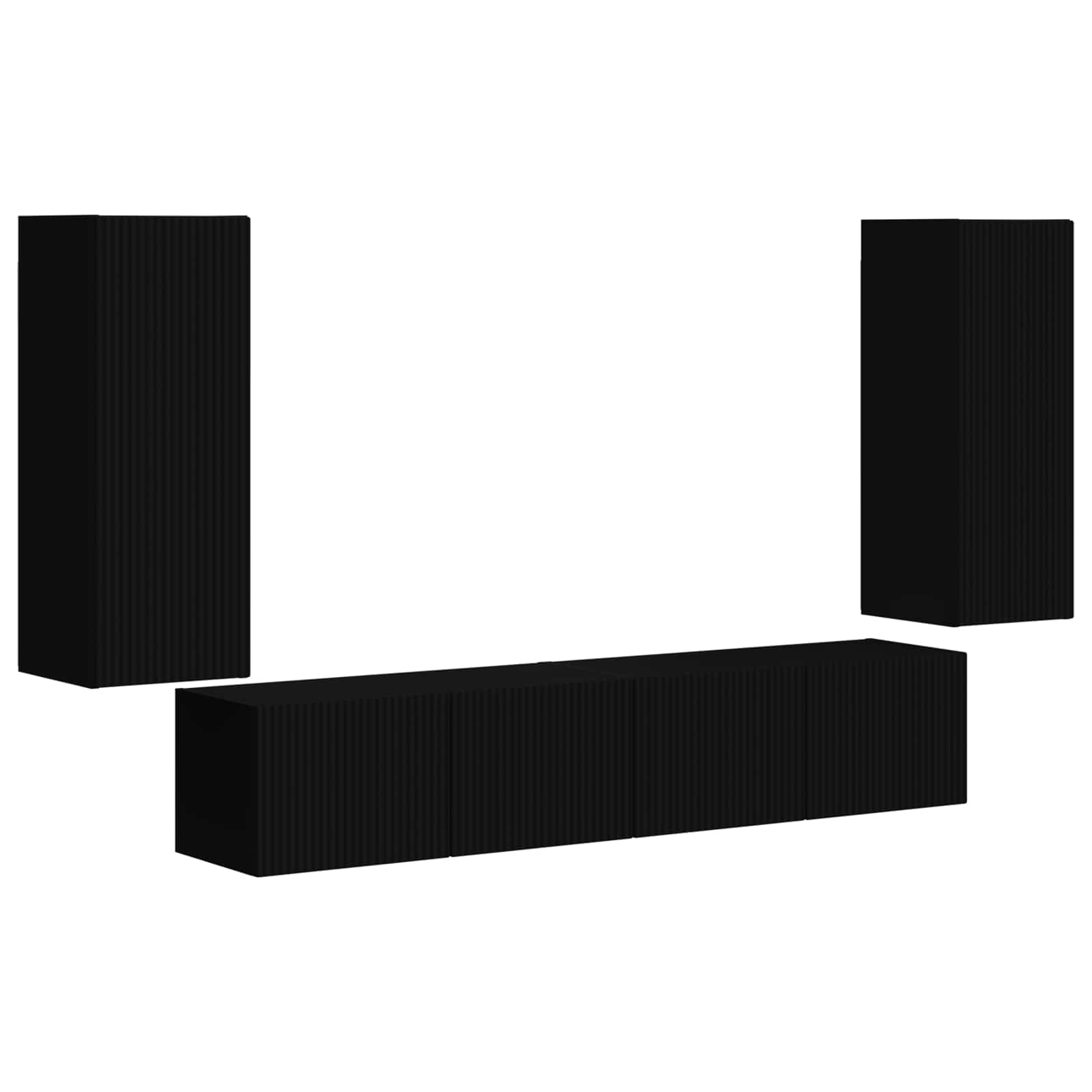 Ensemble de meuble TV mural 4 pcs Noir Bois d'ingénierie - XIOS