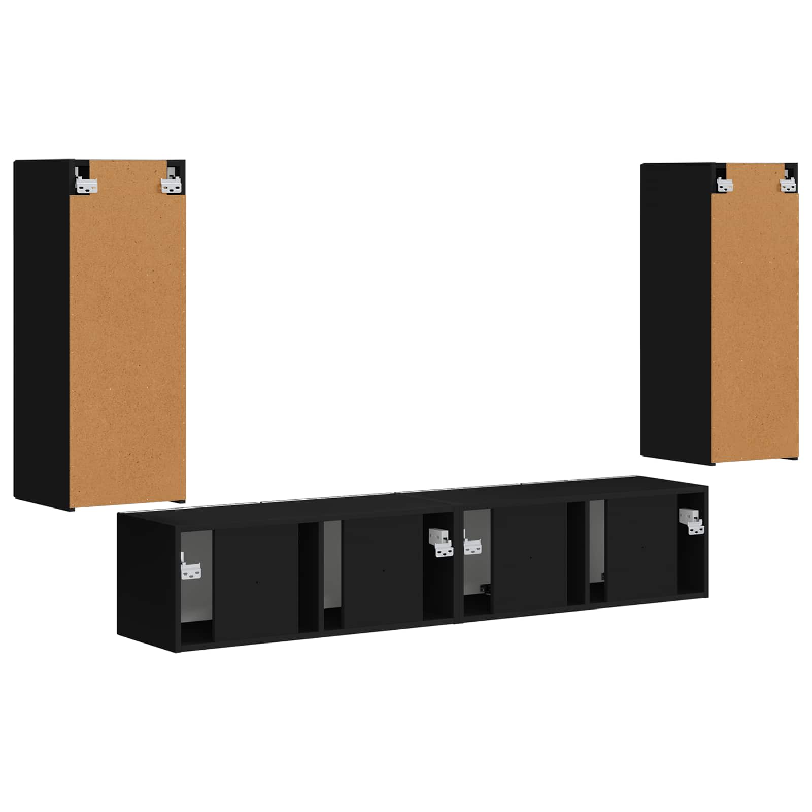 Ensemble de meuble TV mural 4 pcs Noir Bois d'ingénierie - XIOS