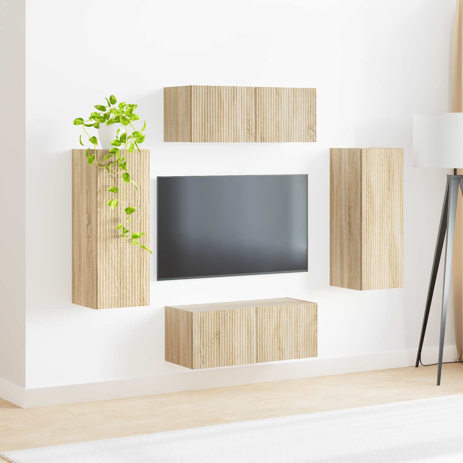 Ensemble de meuble TV mural Montage mural 4 pcs Chêne Sonoma - XIOS