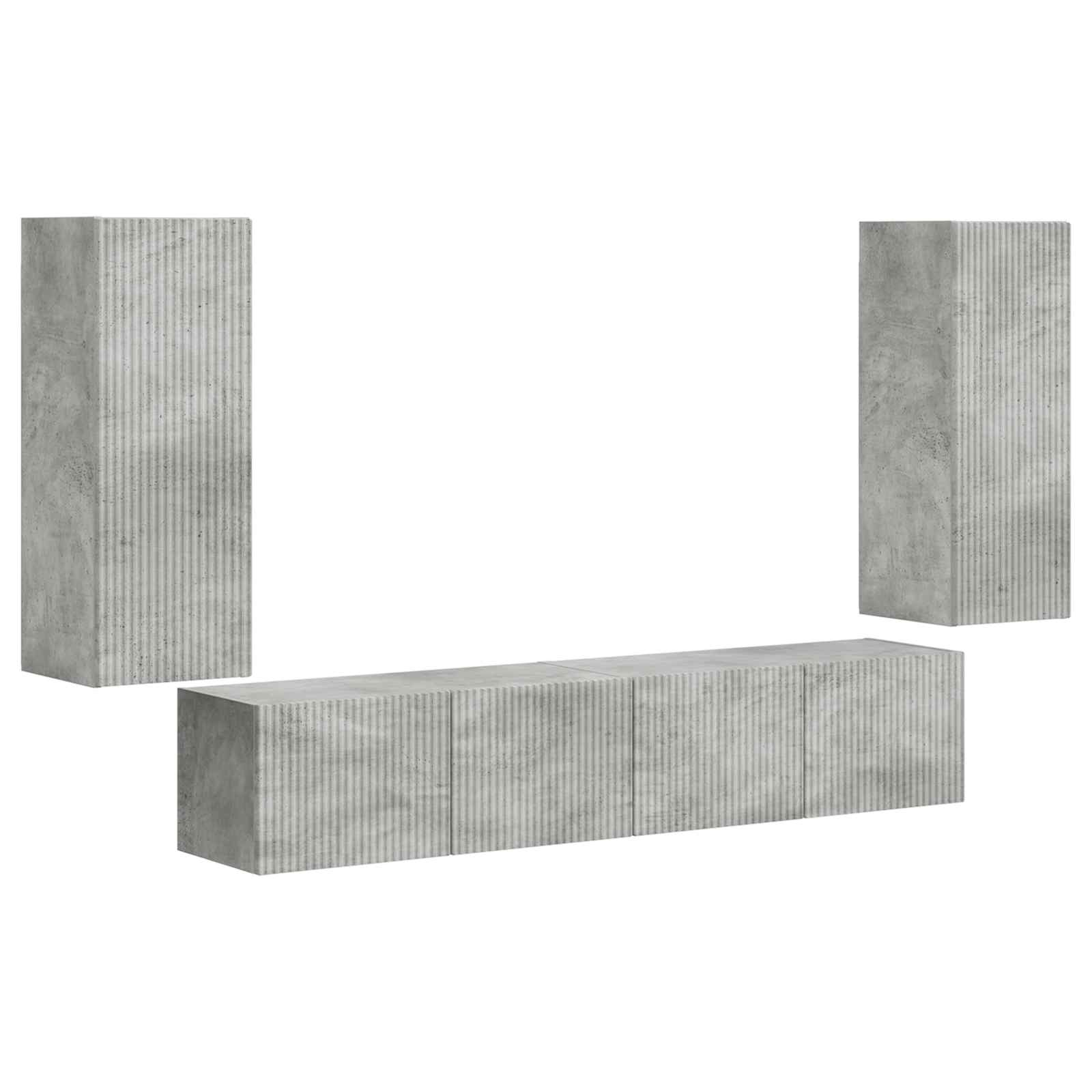 Ensemble de meuble TV mural 4 pcs Gris béton Bois d'ingénierie - XIOS