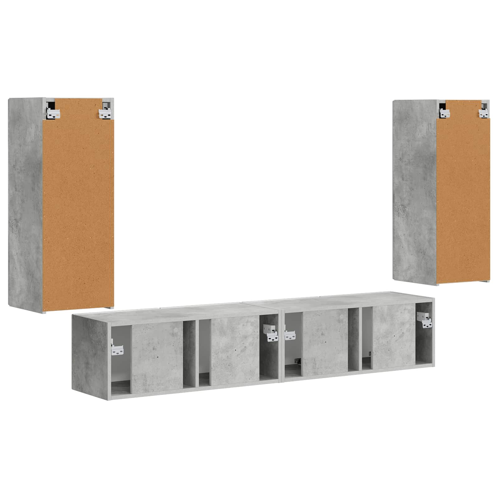Ensemble de meuble TV mural 4 pcs Gris béton Bois d'ingénierie - XIOS