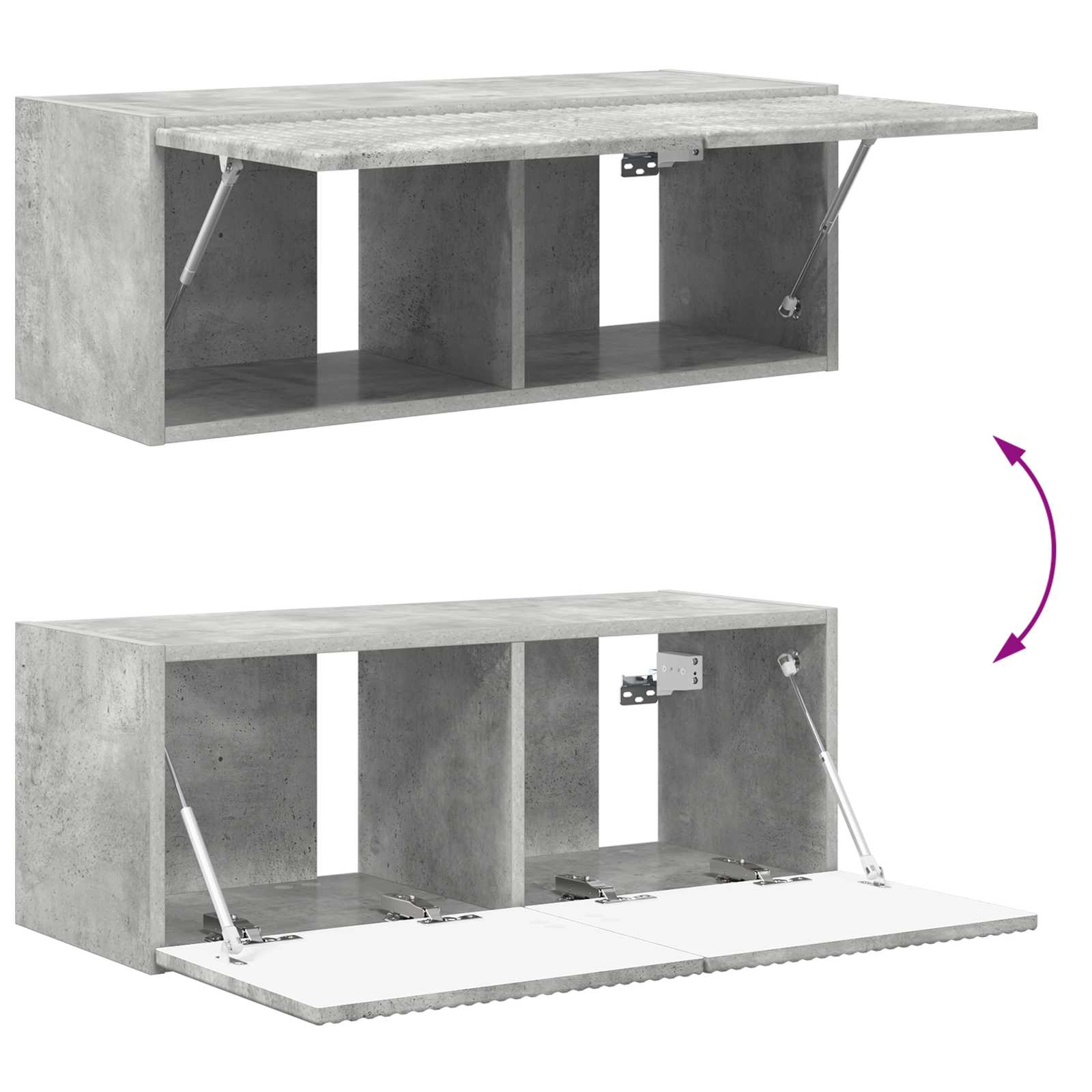 Ensemble de meuble TV mural 4 pcs Gris béton Bois d'ingénierie - XIOS