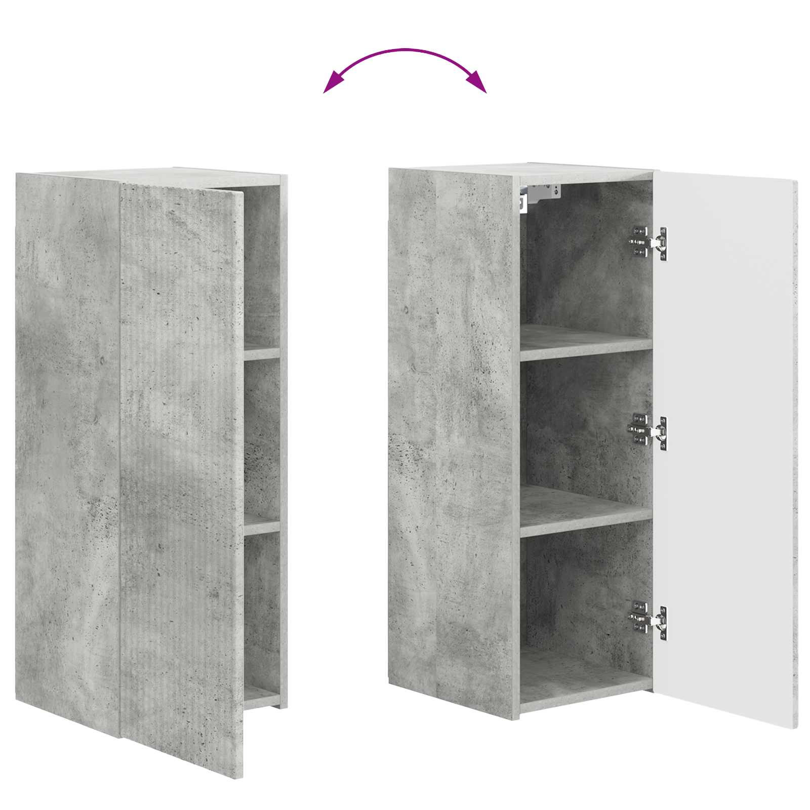 Ensemble de meuble TV mural 4 pcs Gris béton Bois d'ingénierie - XIOS