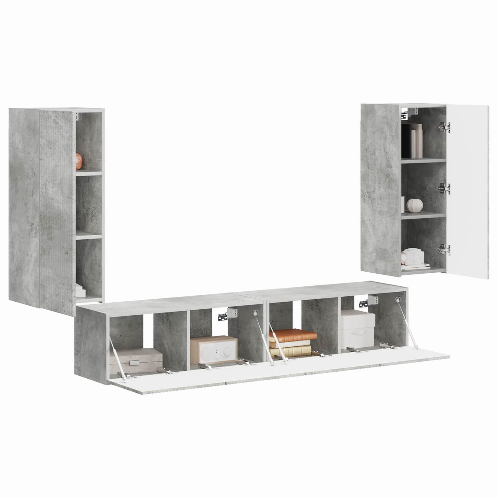 Ensemble de meuble TV mural 4 pcs Gris béton Bois d'ingénierie - XIOS