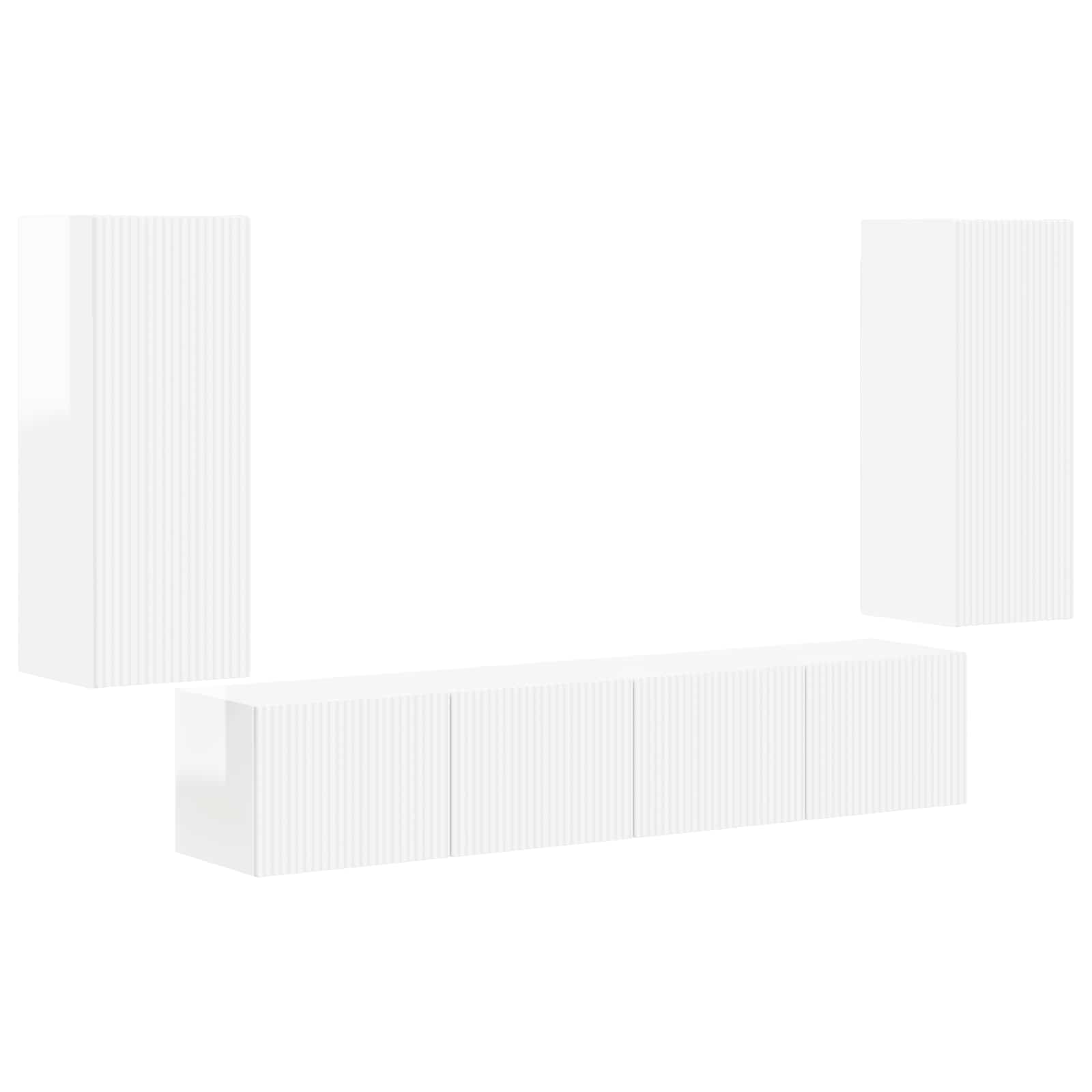 Ensemble de meuble TV mural Montage mural 4 pcs Blanc brillant - XIOS