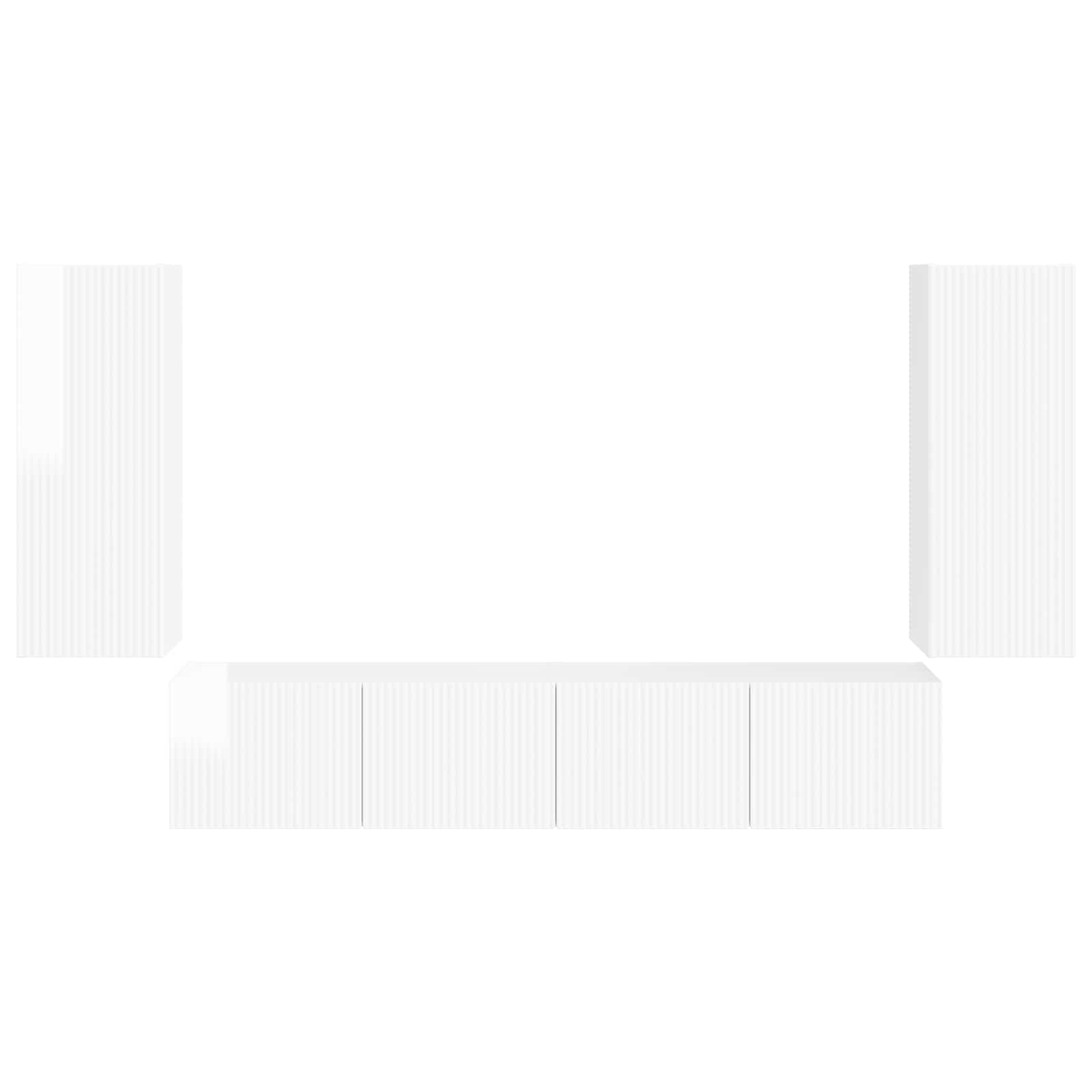 Ensemble de meuble TV mural Montage mural 4 pcs Blanc brillant - XIOS
