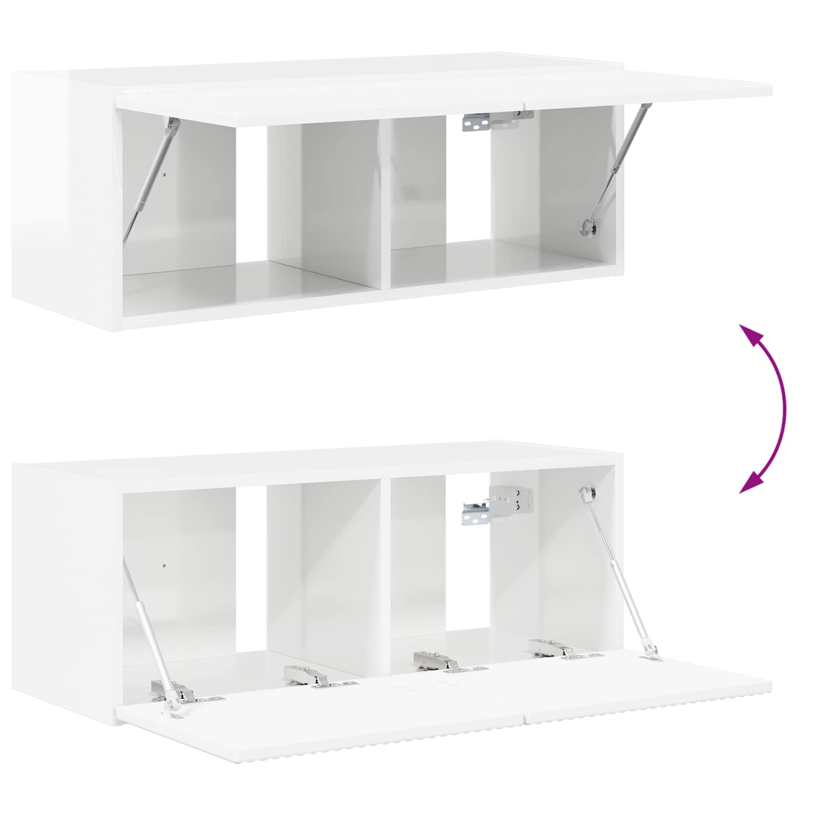 Ensemble de meuble TV mural Montage mural 4 pcs Blanc brillant - XIOS