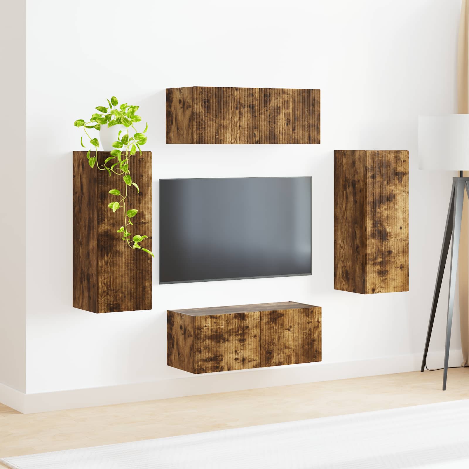 Ensemble de meuble TV mural 4 pcs Chêne fumé Bois d'ingénierie - XIOS
