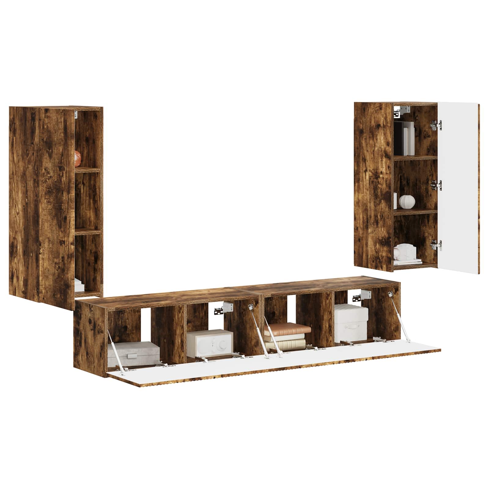 Ensemble de meuble TV mural 4 pcs Chêne fumé Bois d'ingénierie - XIOS