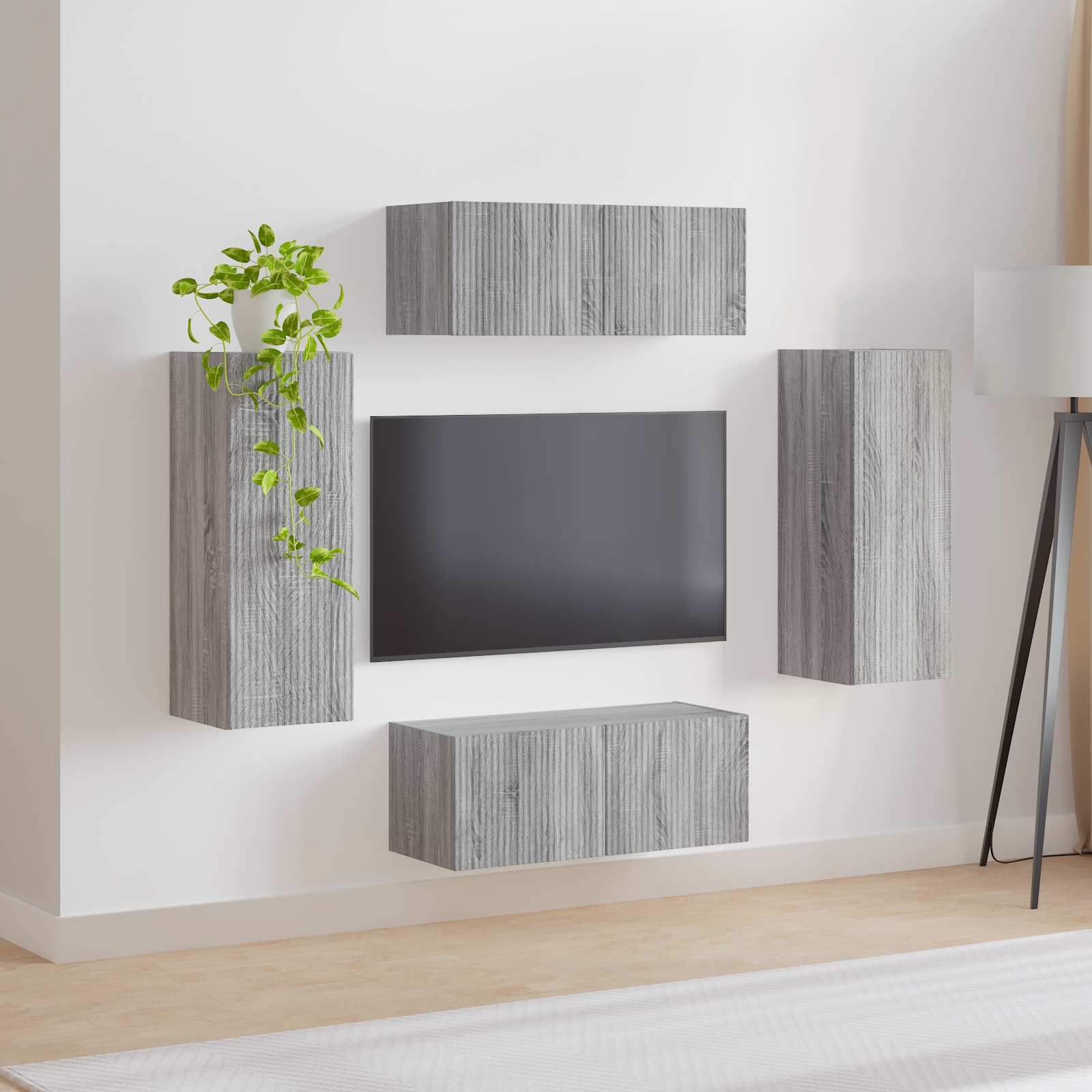 Ensemble de meuble TV mural 4 pcs Gris Sonoma Bois d'ingénierie - XIOS