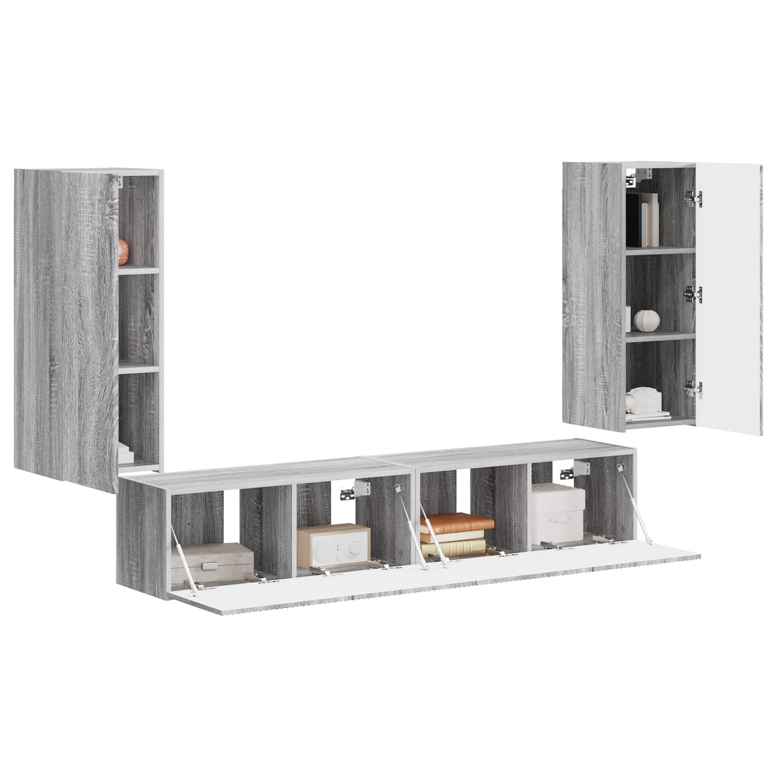 Ensemble de meuble TV mural 4 pcs Gris Sonoma Bois d'ingénierie - XIOS