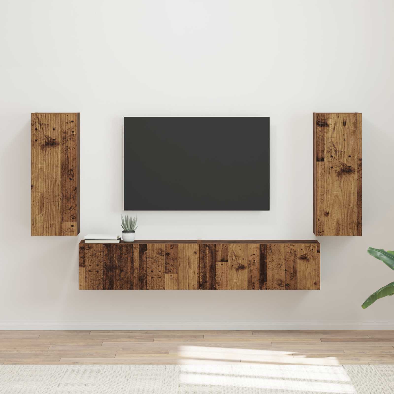 Ensemble de meuble TV mural 4 pcs Bois ancien Bois d'ingénierie - XIOS