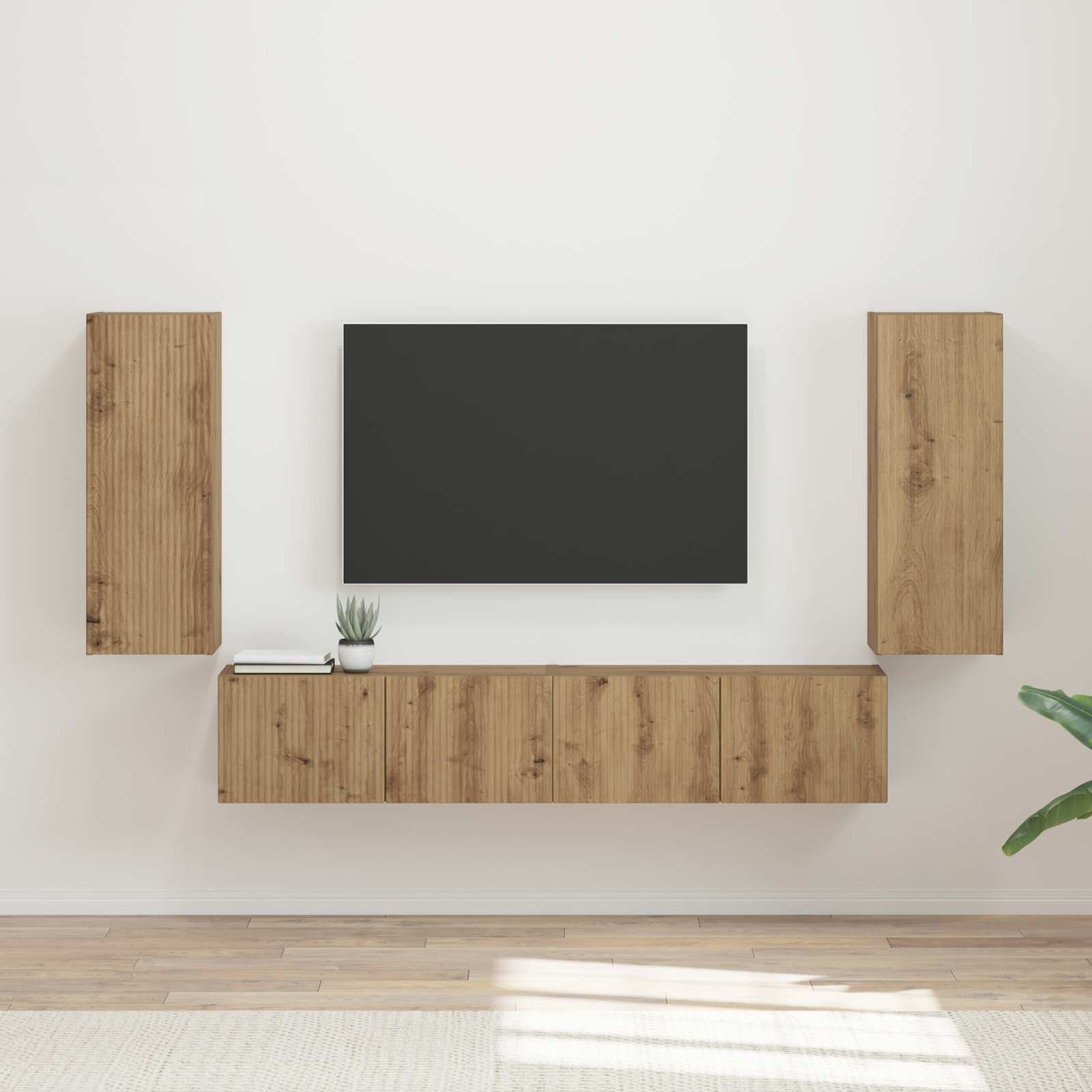 Ensemble de meuble TV mural Montage mural 4 pcs Chêne artisanal - XIOS