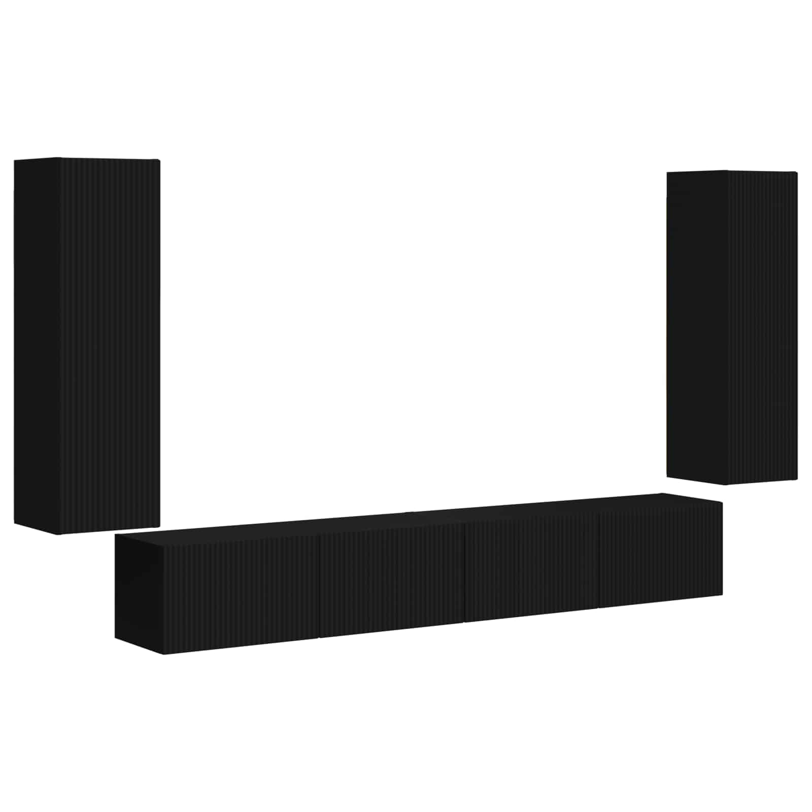 Ensemble de meuble TV mural 4 pc Noir Bois d'ingénierie