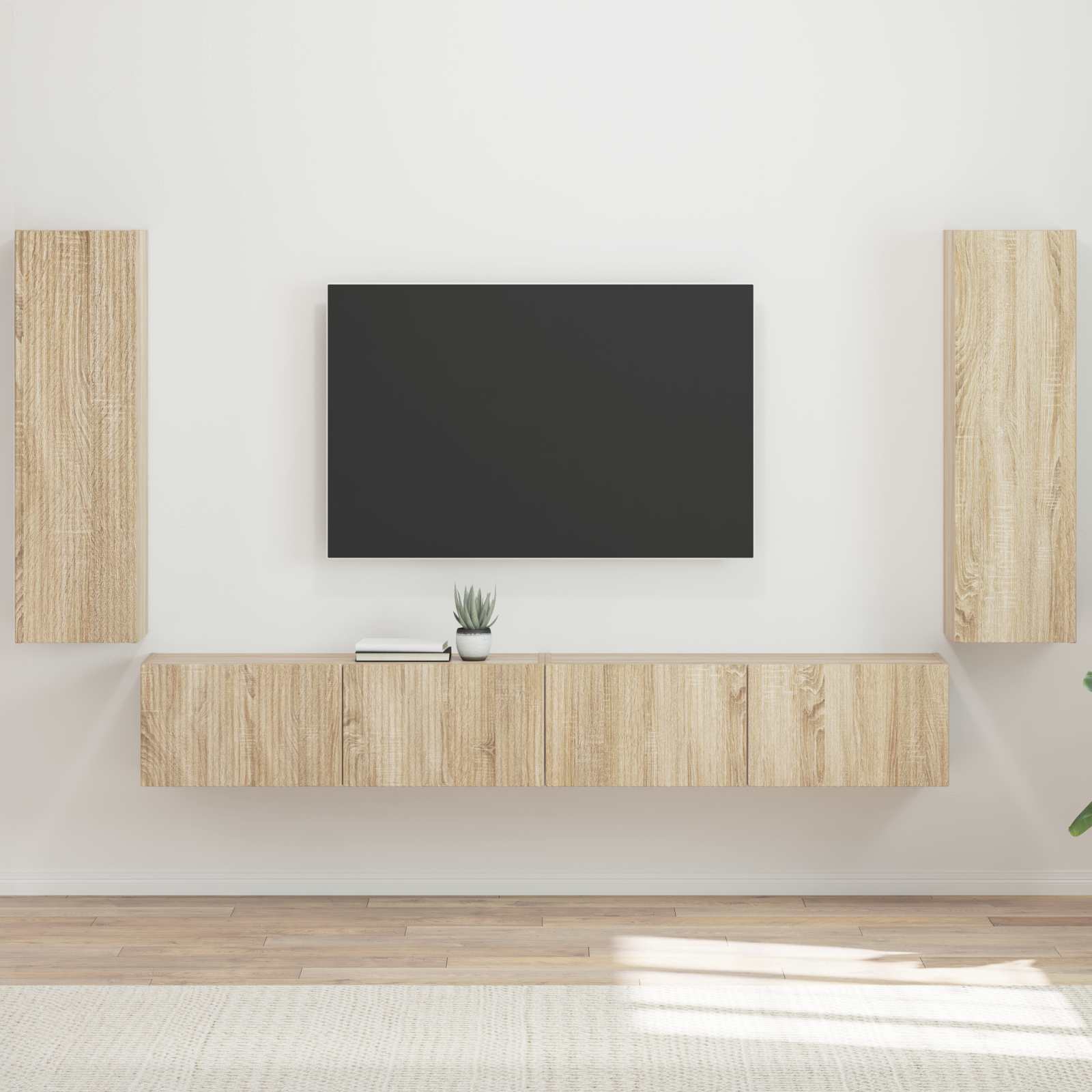 Ensemble de meuble TV mural 4 pc Chêne Sonoma Bois d'ingénierie