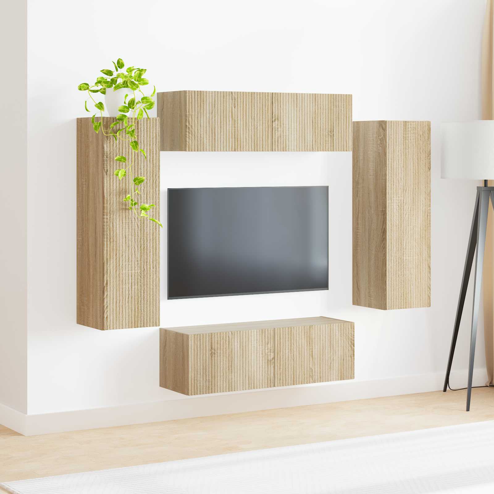 Ensemble de meuble TV mural 4 pc Chêne Sonoma Bois d'ingénierie