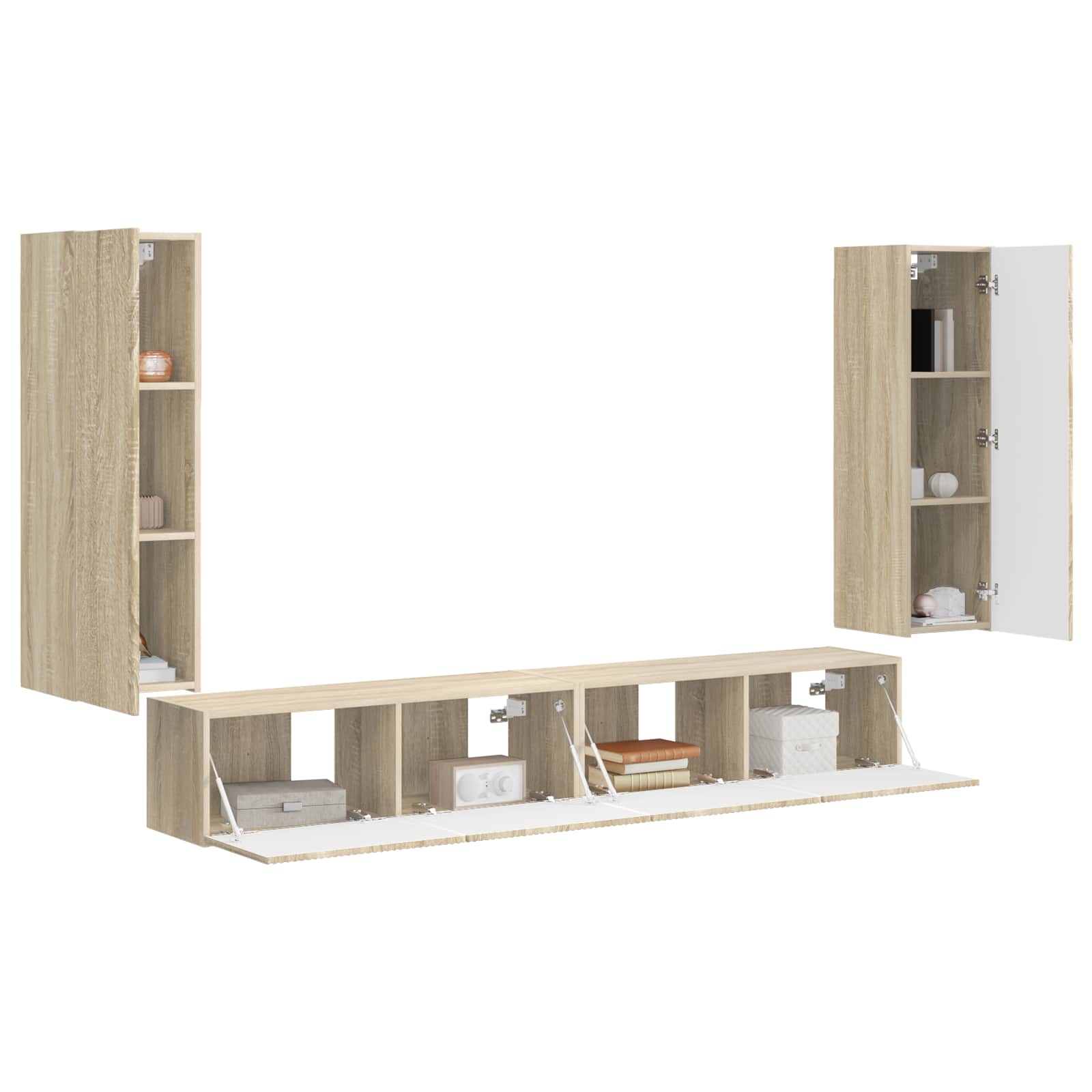 Ensemble de meuble TV mural 4 pc Chêne Sonoma Bois d'ingénierie