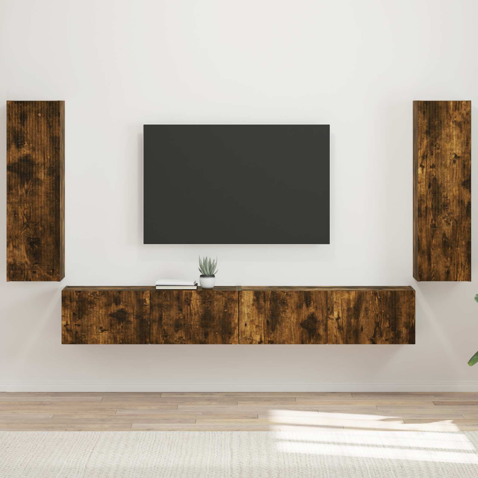 Ensemble de meuble TV mural 4 pcs Chêne fumé Bois d'ingénierie - XIOS
