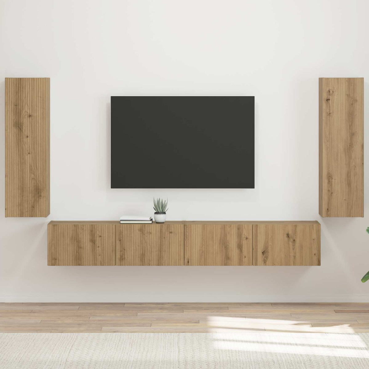 Ensemble de meuble TV mural 4 pc Chêne artisanal - XIOS