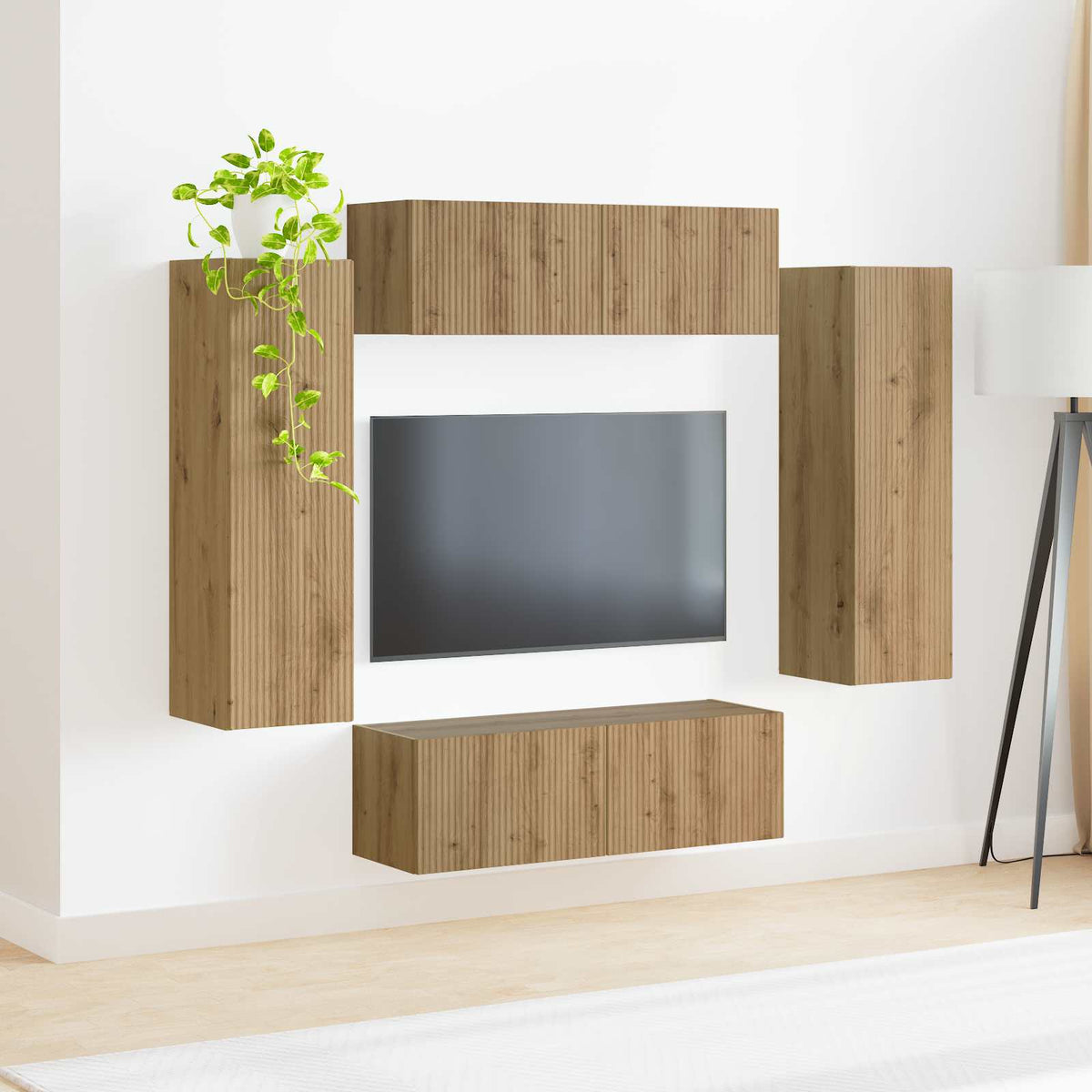 Ensemble de meuble TV mural 4 pc Chêne artisanal - XIOS