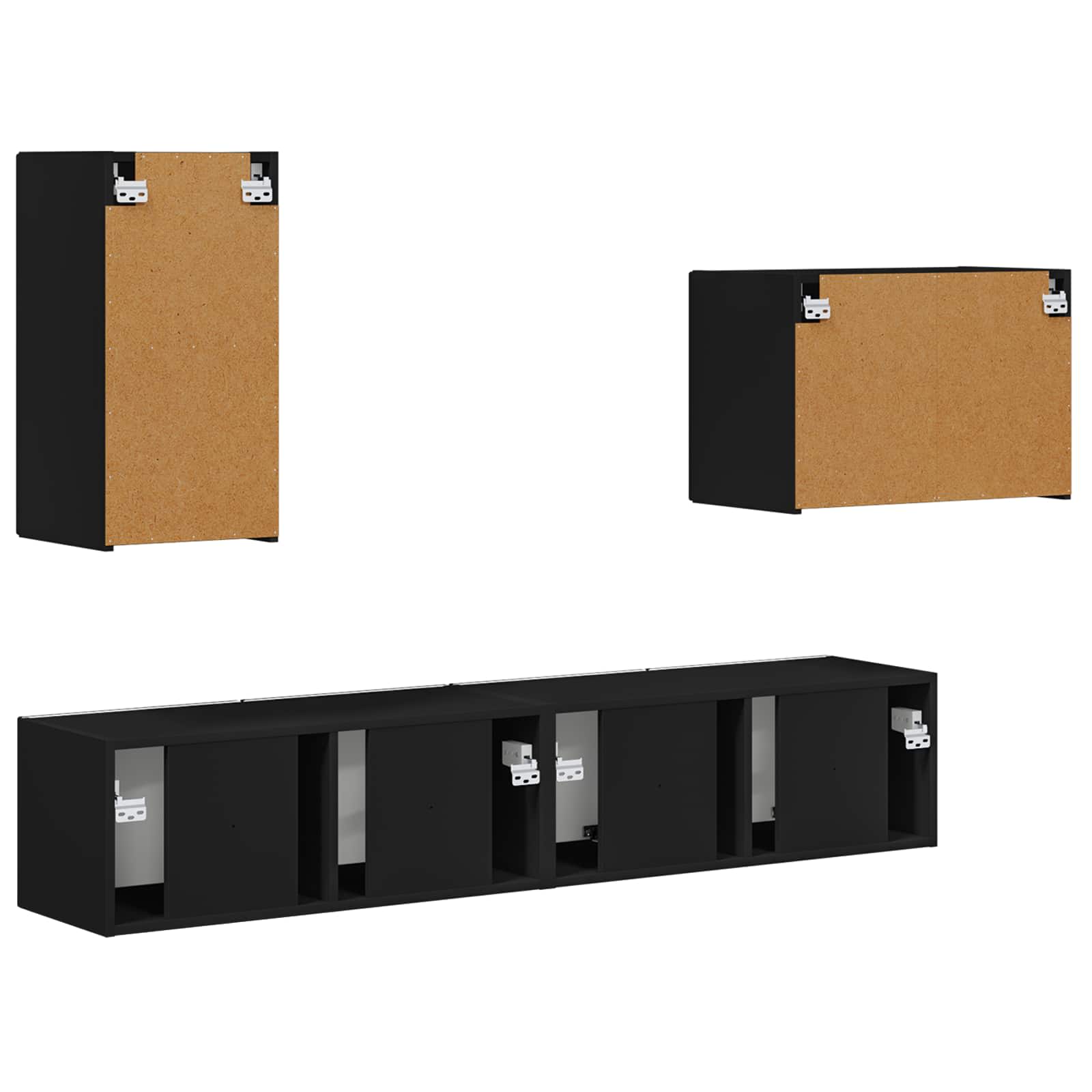 Ensemble de meuble TV mural 4 pcs Noir Bois d'ingénierie - XIOS