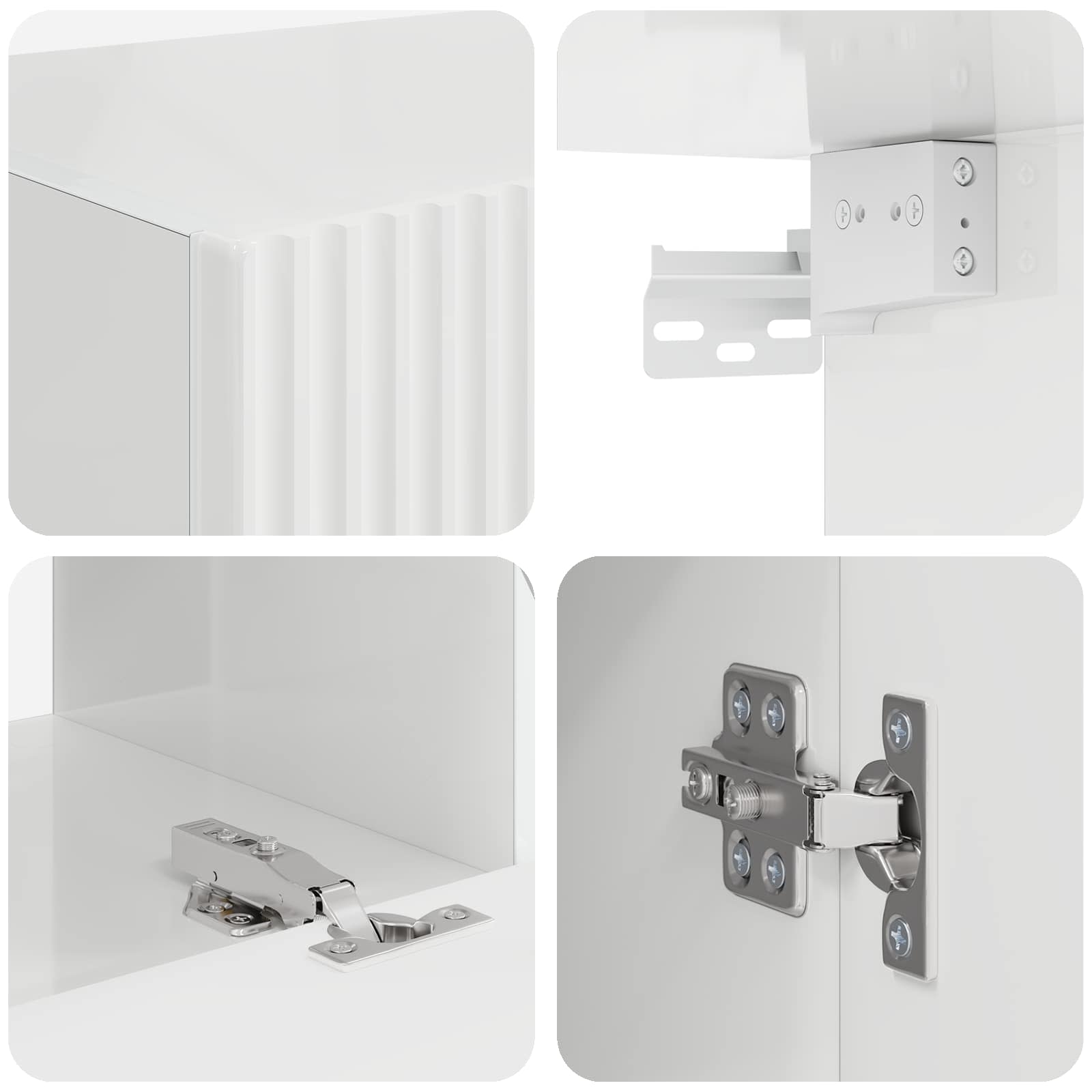 Ensemble de meuble TV mural Montage mural 4 pcs Blanc brillant - XIOS