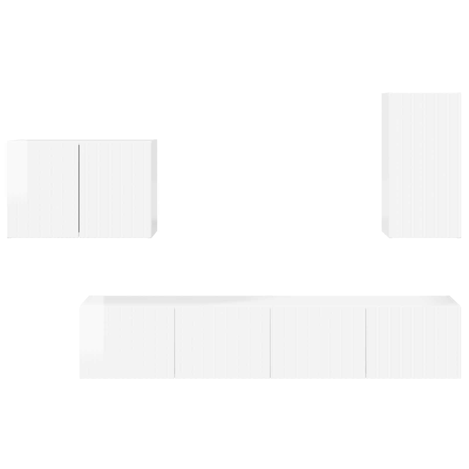 Ensemble de meuble TV mural Montage mural 4 pcs Blanc brillant - XIOS